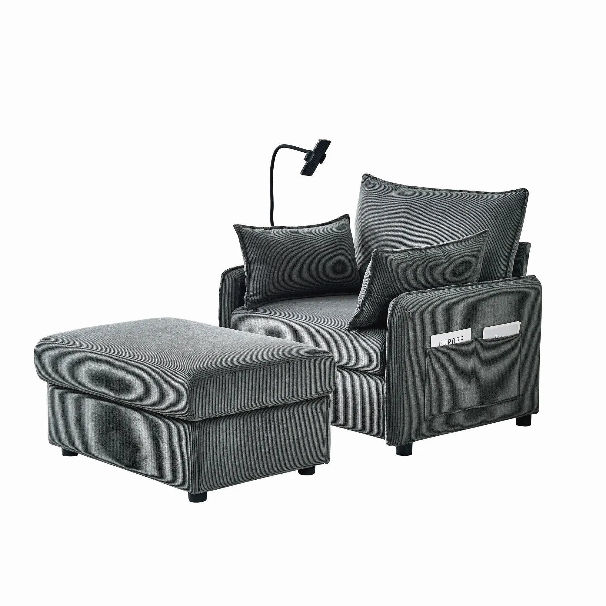 Comfy Oversized Chaise Lounge Chair With Ottoman And Storage by HouseOfZazla