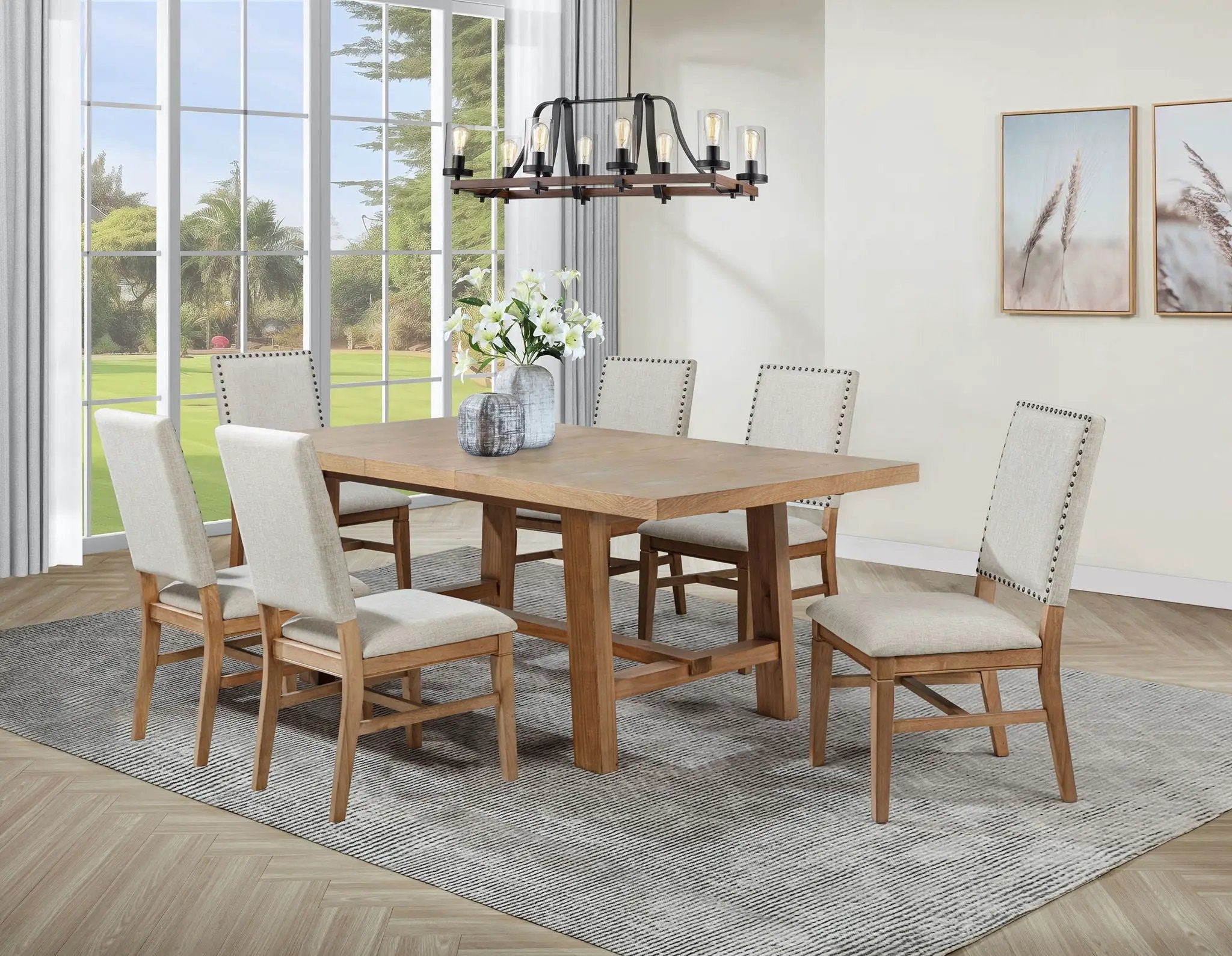 Middleton 7-piece Extension Leaf Dining Set Brown and Beige by Unique Piece Furniture