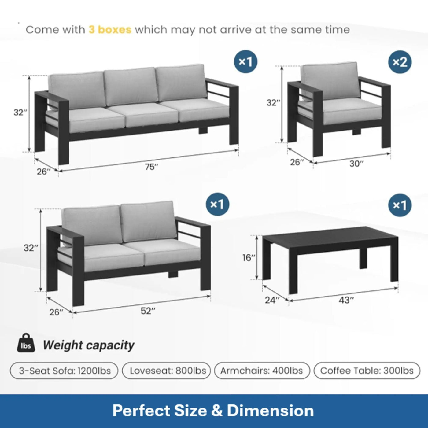 Outdoor Patio Set With All-Weather Thick Cushions by HouseOfZazla
