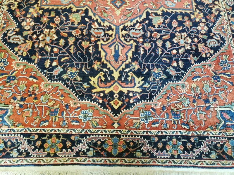 4.5' X 6.5' Handmade Antique Fine Indian Wool Rug Carpet Red by Jewel Rugs