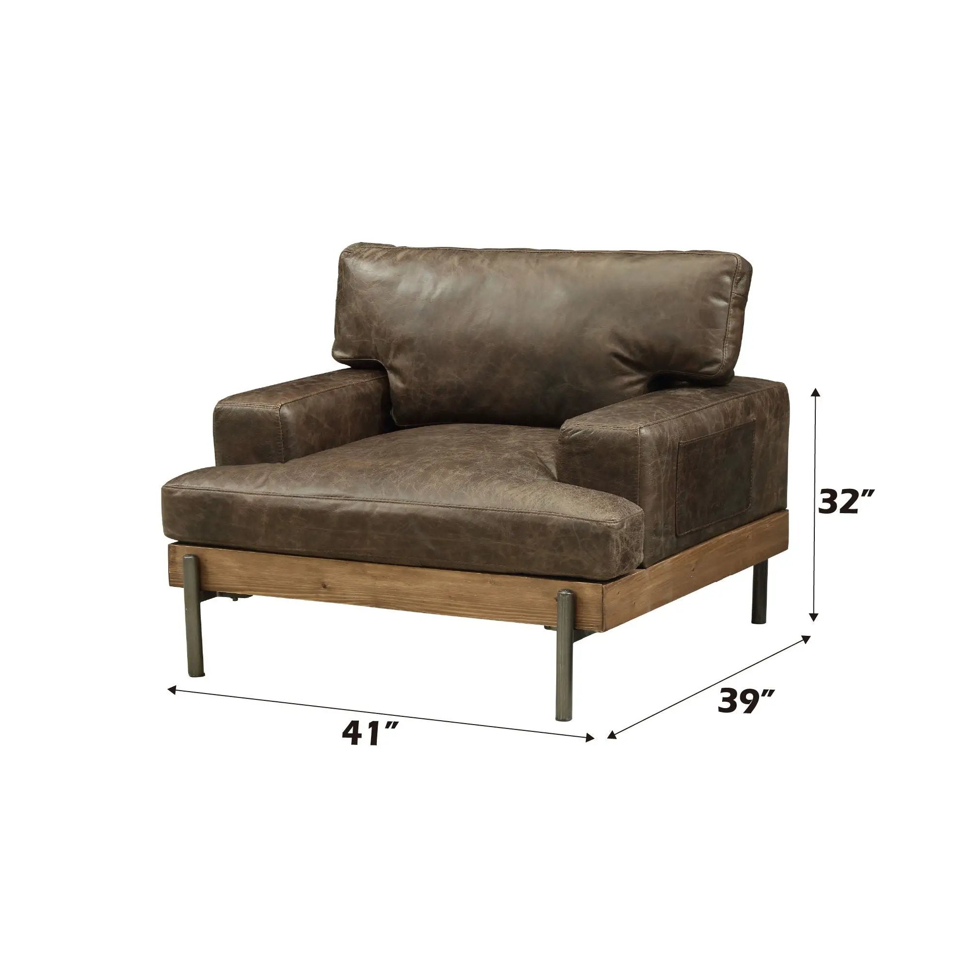 Silchester - Chair - Distress Chocolate Top Grain Leather & Oak by Unique Piece Furniture