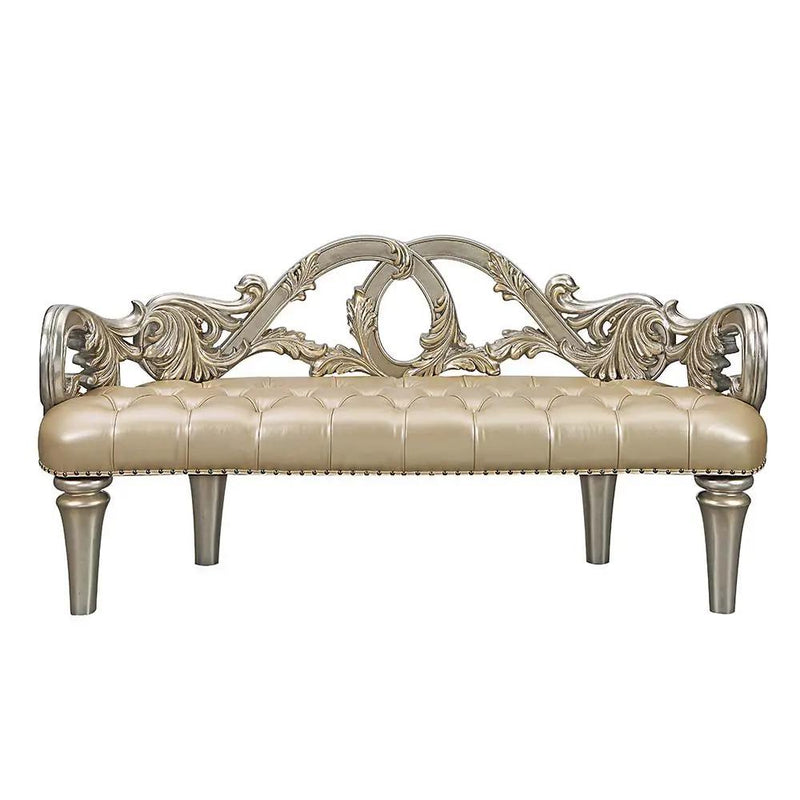Danae - Bench - Champagne Synthetic Leather & Gold by Unique Piece Furniture