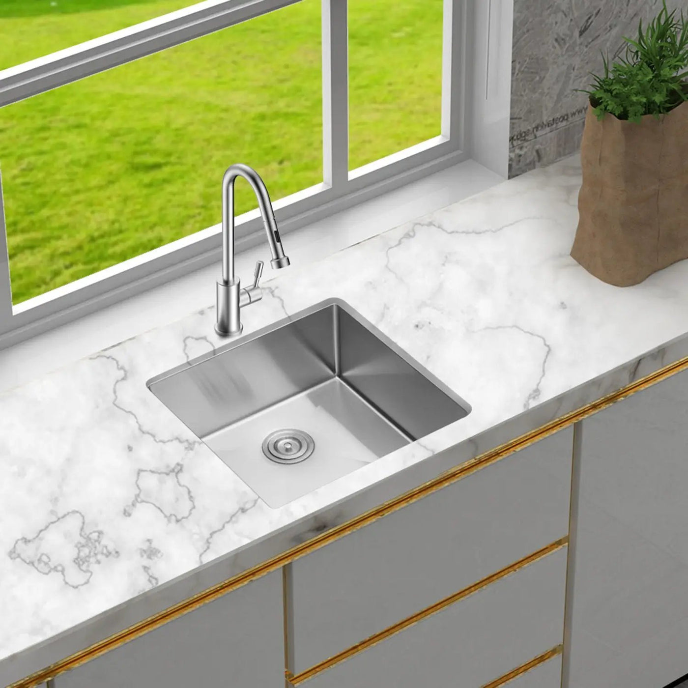 Undermount Steel Kitchen Sink, Deep Single Bowl Basin by HouseOfZazla