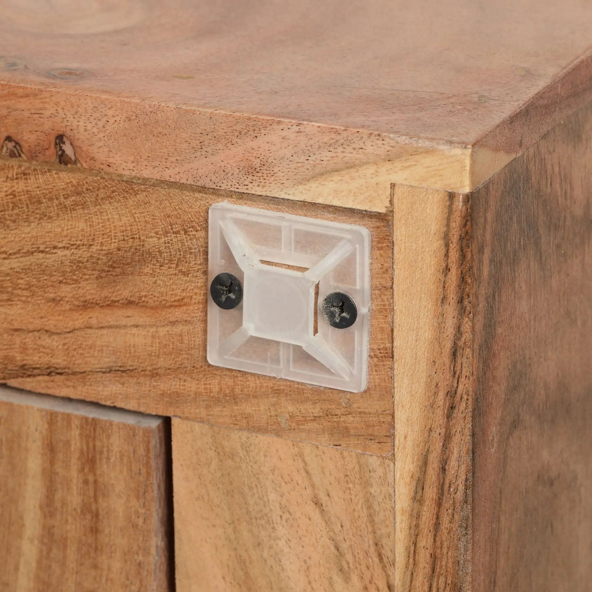 Boho Handcrafted 3 Door Sideboard, Carved Texture & Artisanal Charm - Natural by HouseOfZazla