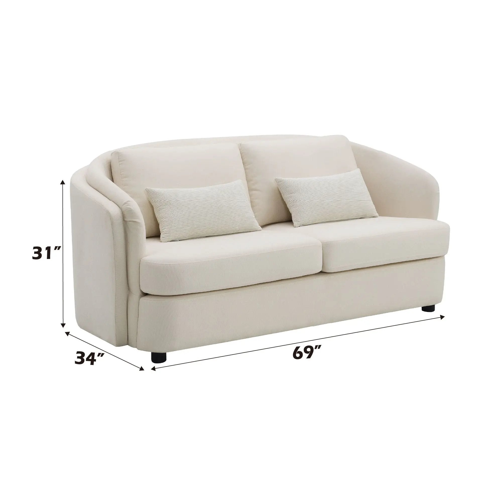 Mariko - Linen Loveseat With 2 Toss Pillows - Beige by Unique Piece Furniture