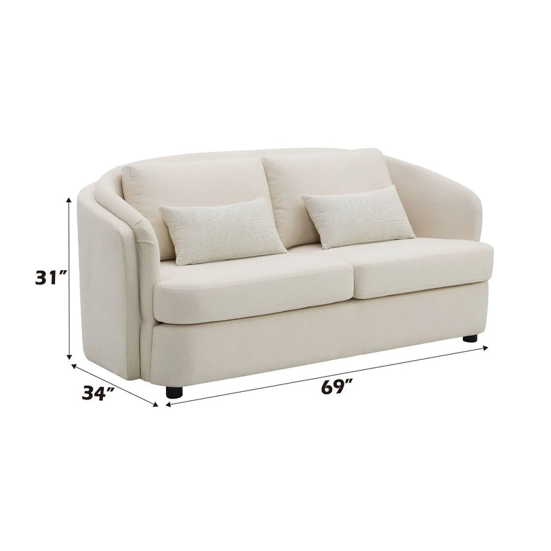 Mariko - Linen Loveseat With 2 Toss Pillows - Beige by Unique Piece Furniture