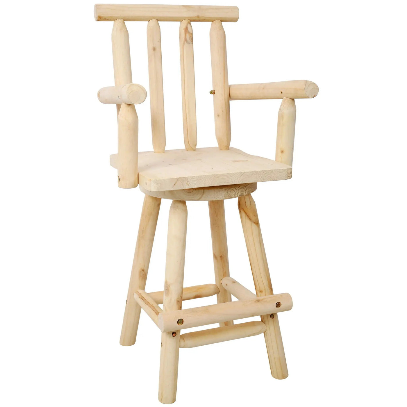 Rustic Bar Stool, Fir Wood Construction, Wide Armrest by HouseOfZazla