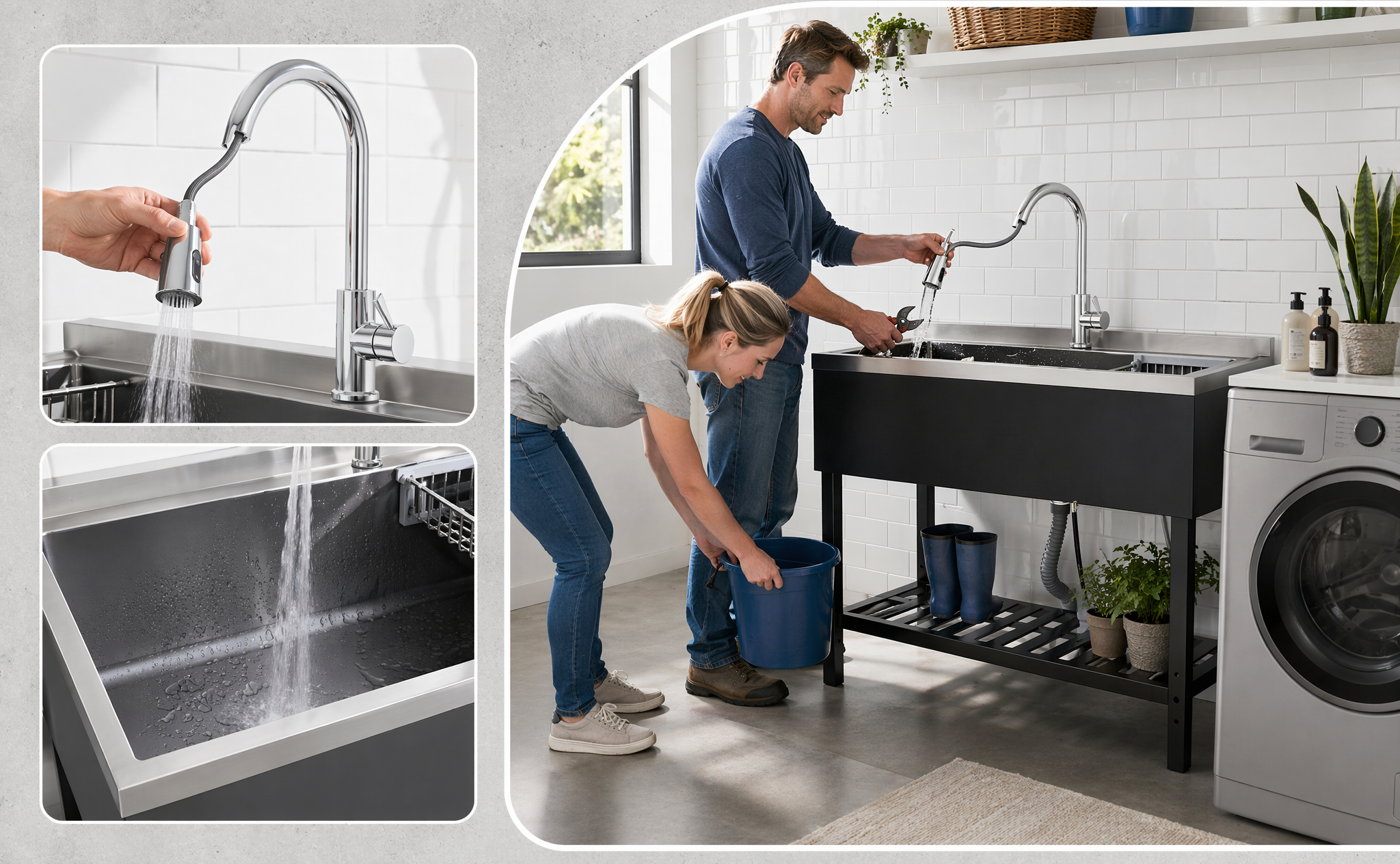 Stainless Steel Utility Sink, Freestanding Sink by HouseOfZazla