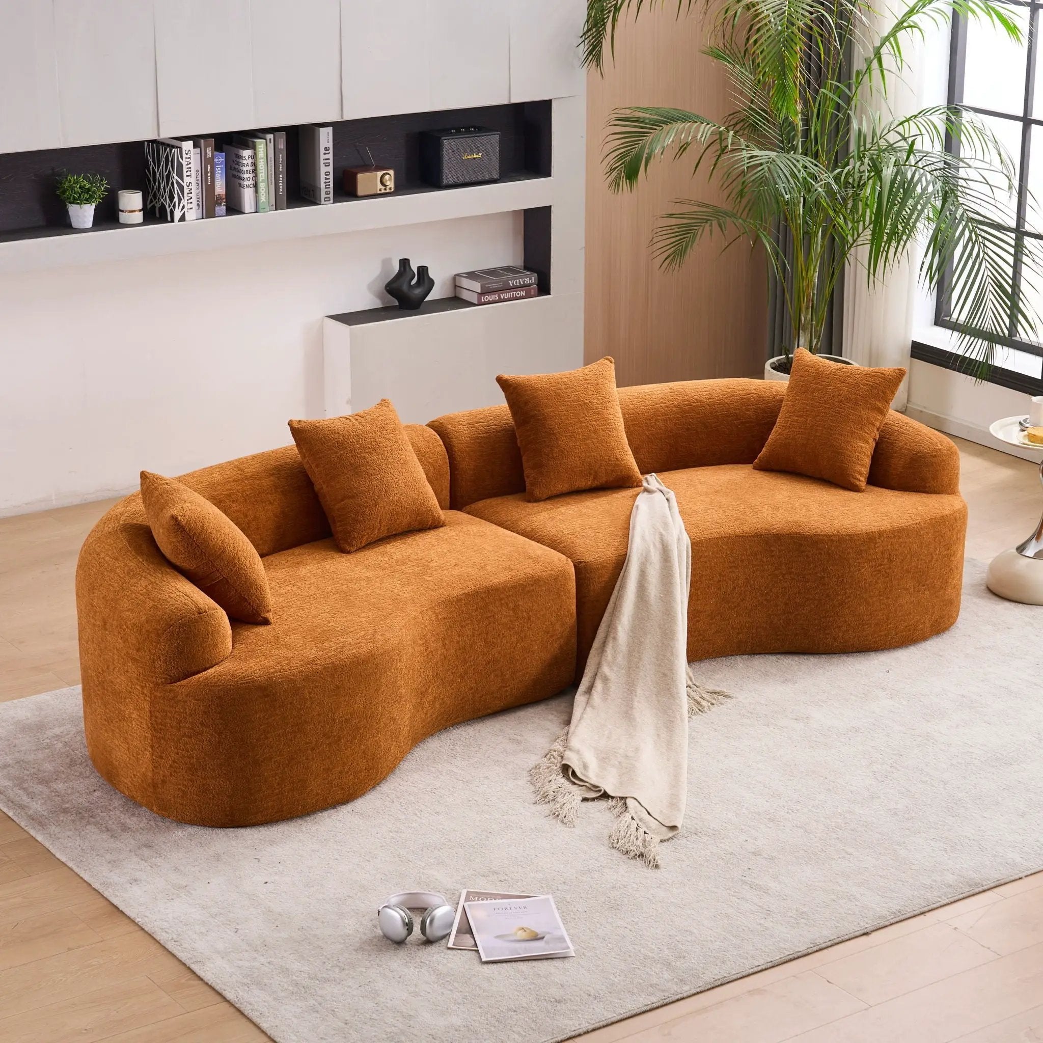4 Seater Sofa With Fabric, 30D, 60 Hardness Full Sponge, 4 Pillow For Living Room, Home Furniture Sleeper Sectional Sofa For Apartment by Unique Piece Furniture