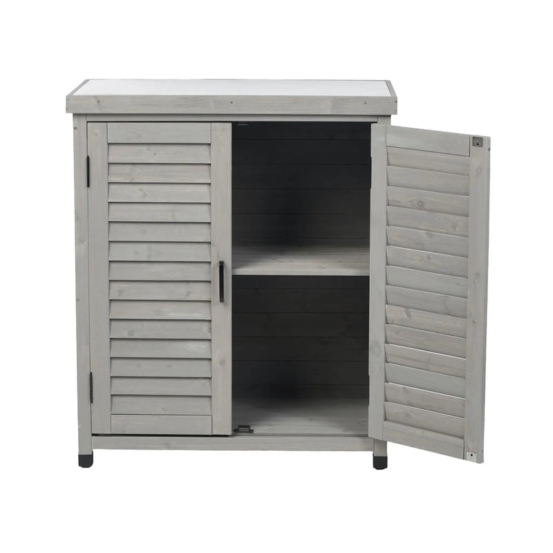 Potting Bench With Storage Cabinet And Metal Table Top For Outdoor by Unique Piece Furniture