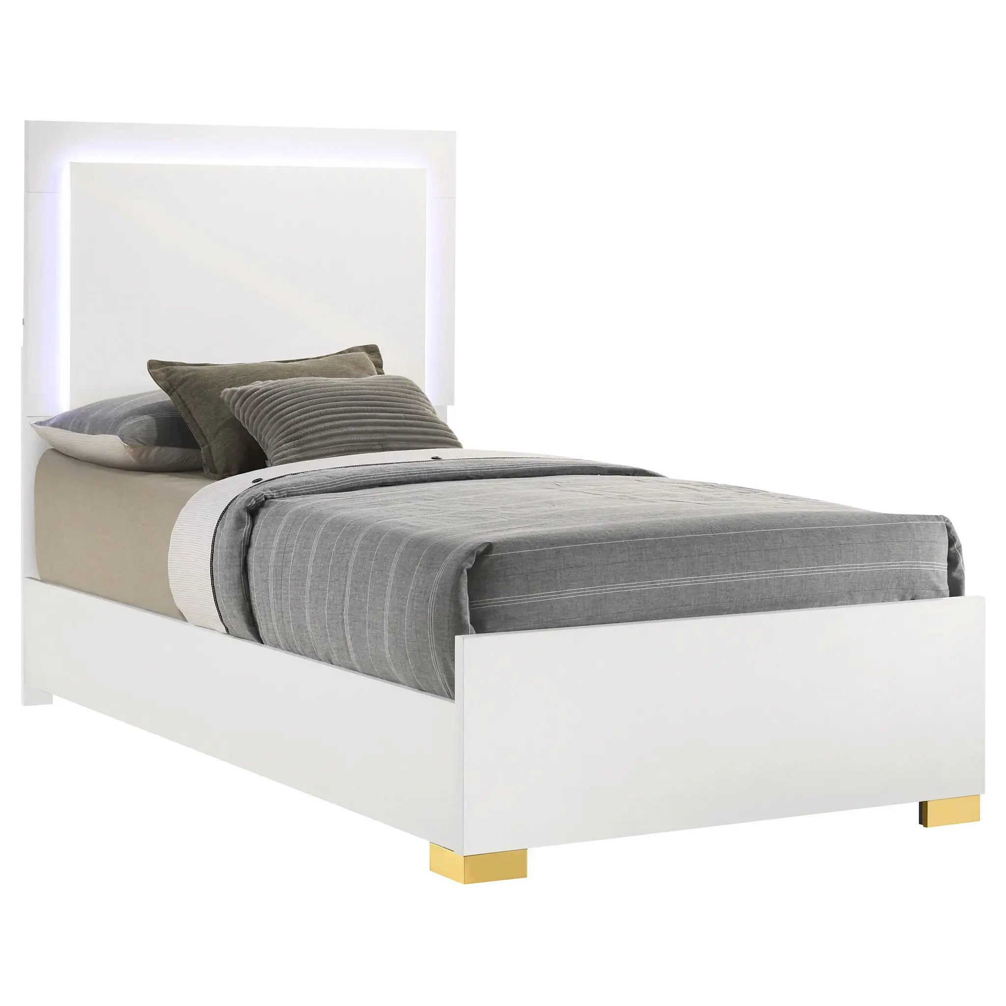 Marceline Wood Twin LED Panel Bed White by Unique Piece Furniture