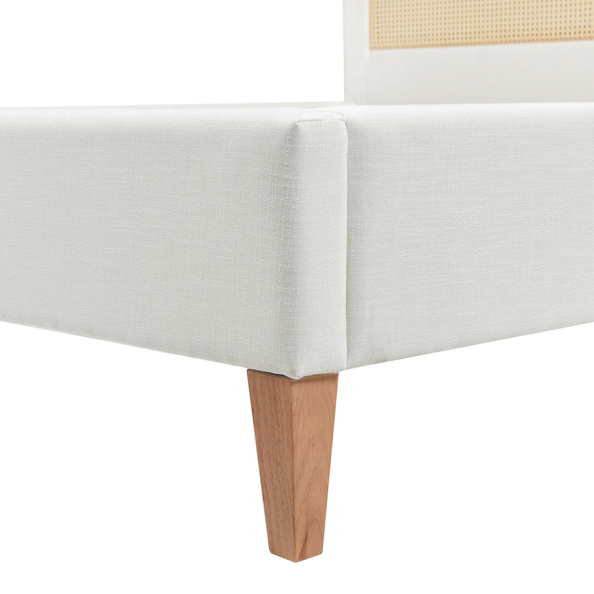 Upholstered Cane Back Platform Bed with Resin Wicker - White, photo 11 of 11