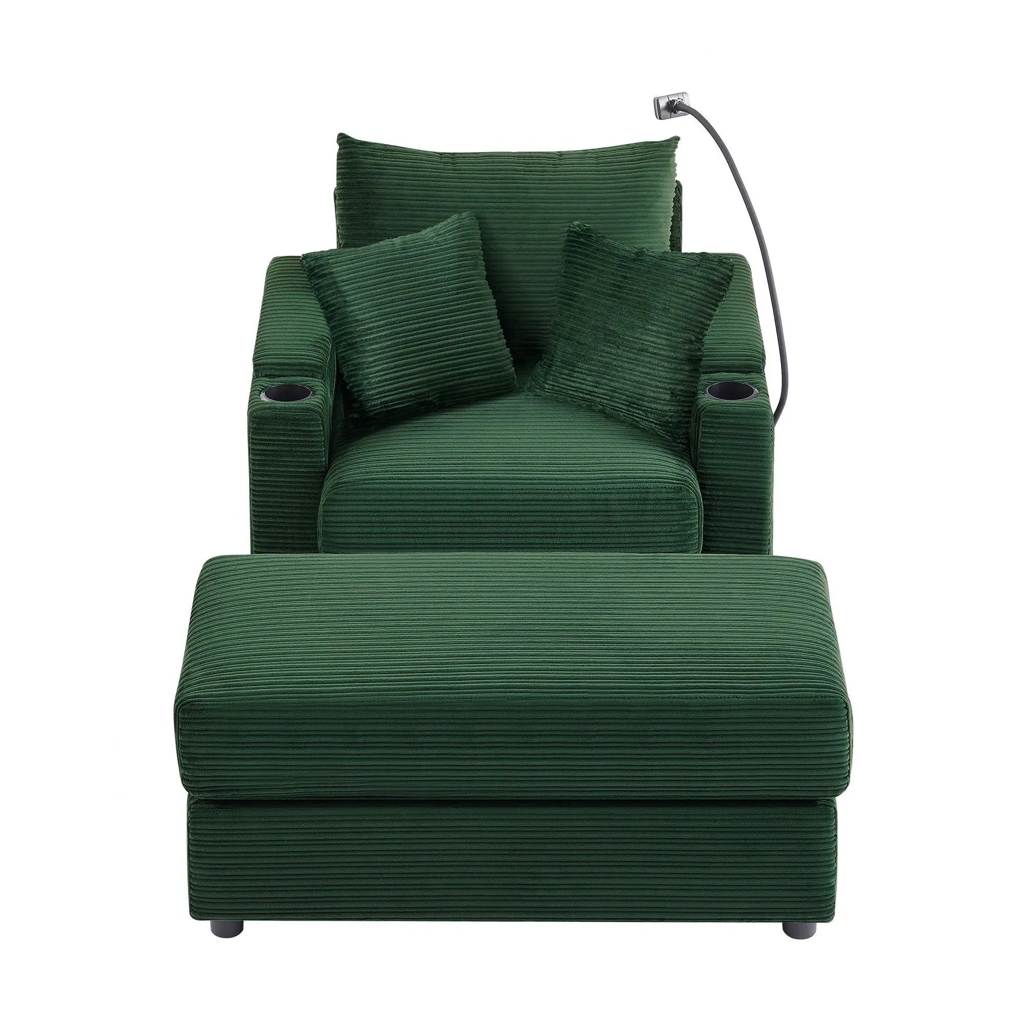 Modern Style Loveseat Sofa Sectional Sofa Couch With Storage Space, A Movable Ottoman, Two USB Ports, Two Cup Holders, A Phone Holder For Living Room by HouseOfZazla