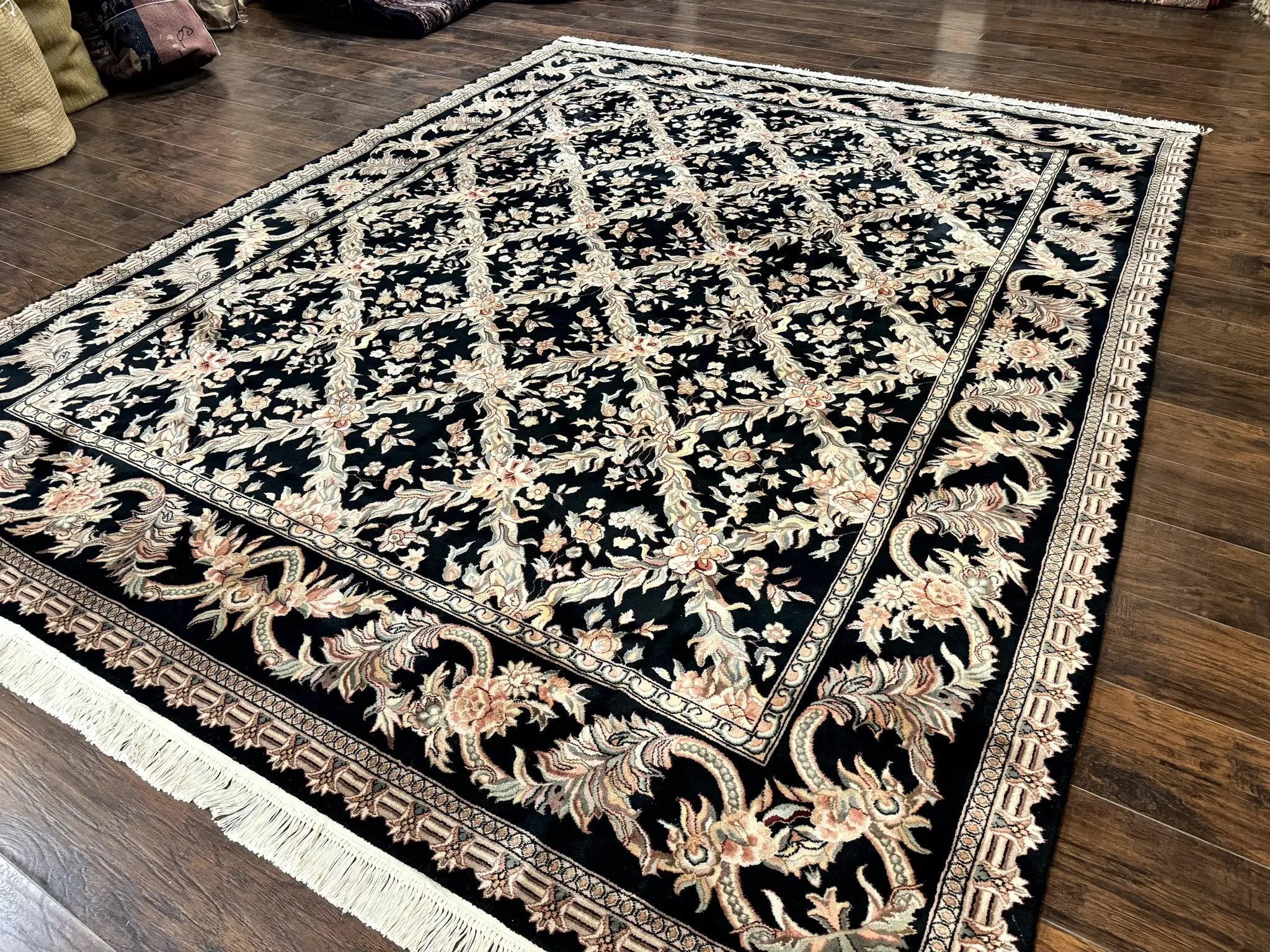 Pak Persian Rug 8x10, Black, Handmade by Jewel Rugs