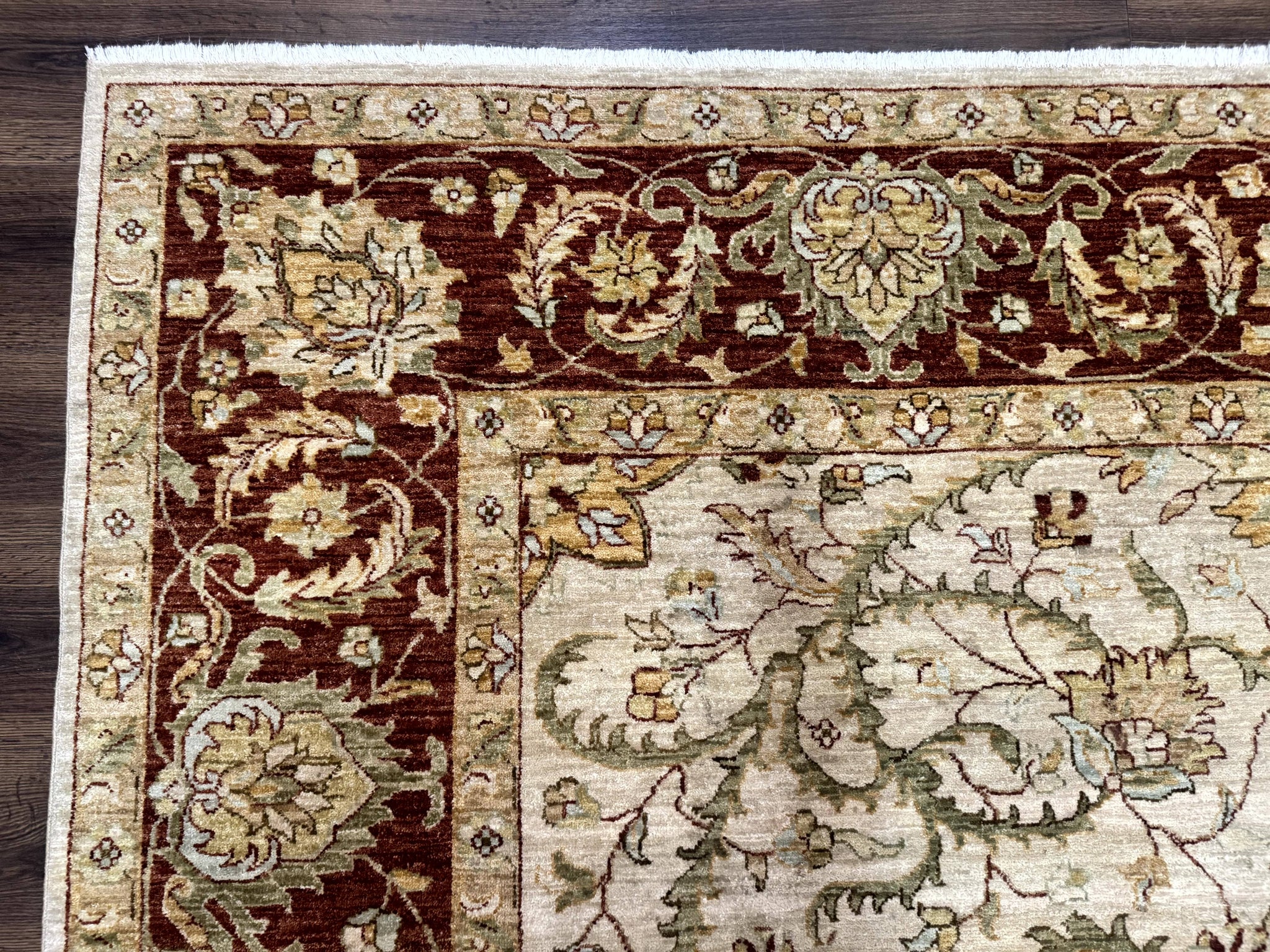 Pakistani Rug 9x12, Floral Allover Peshawar Carpet, Chobi, Beige and Rust Red, Traditional by Jewel Rugs