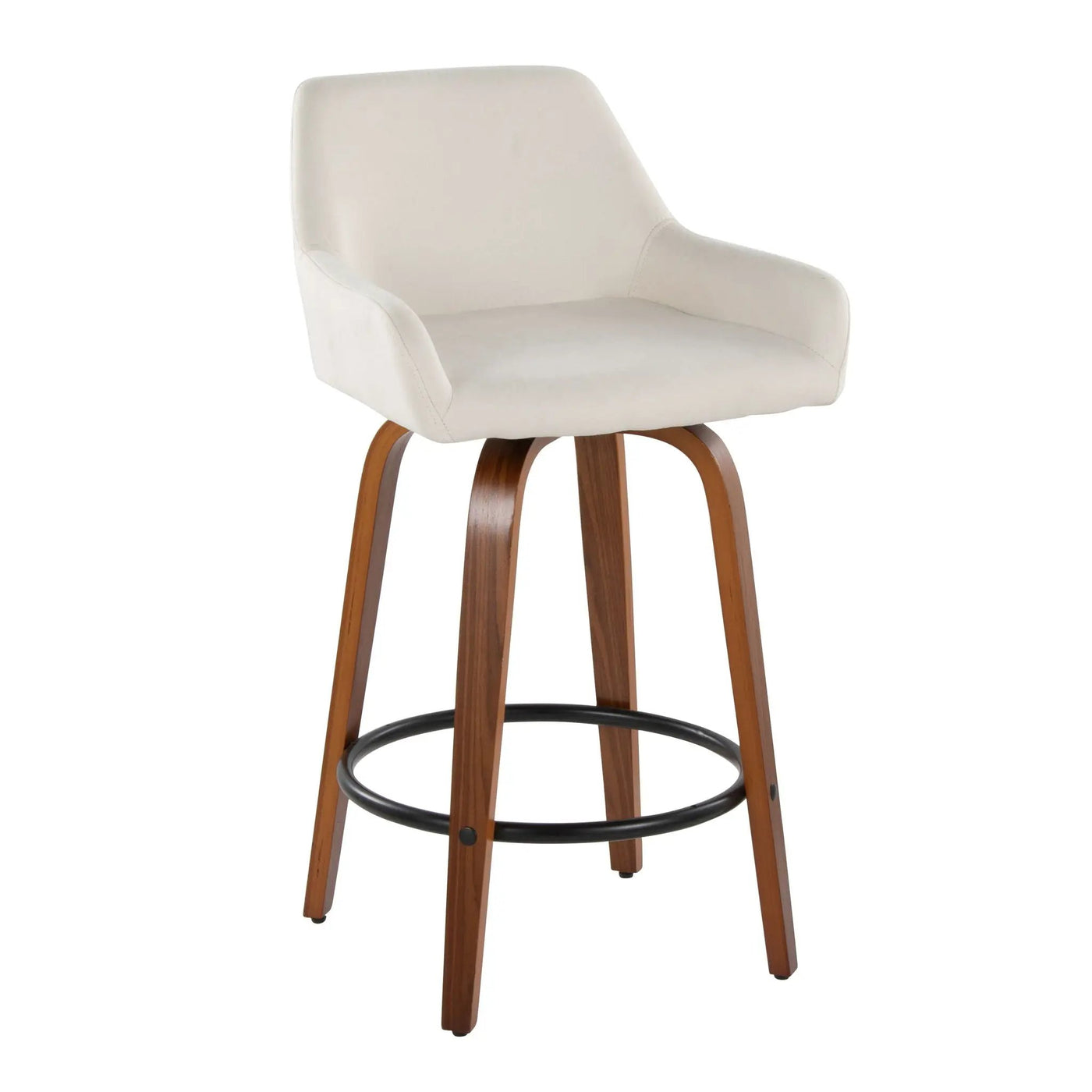 Daniella - Contemporary Fixed Height Counter Stool With Swivel With Round Footrest (Set of 2) by HouseOfZazla