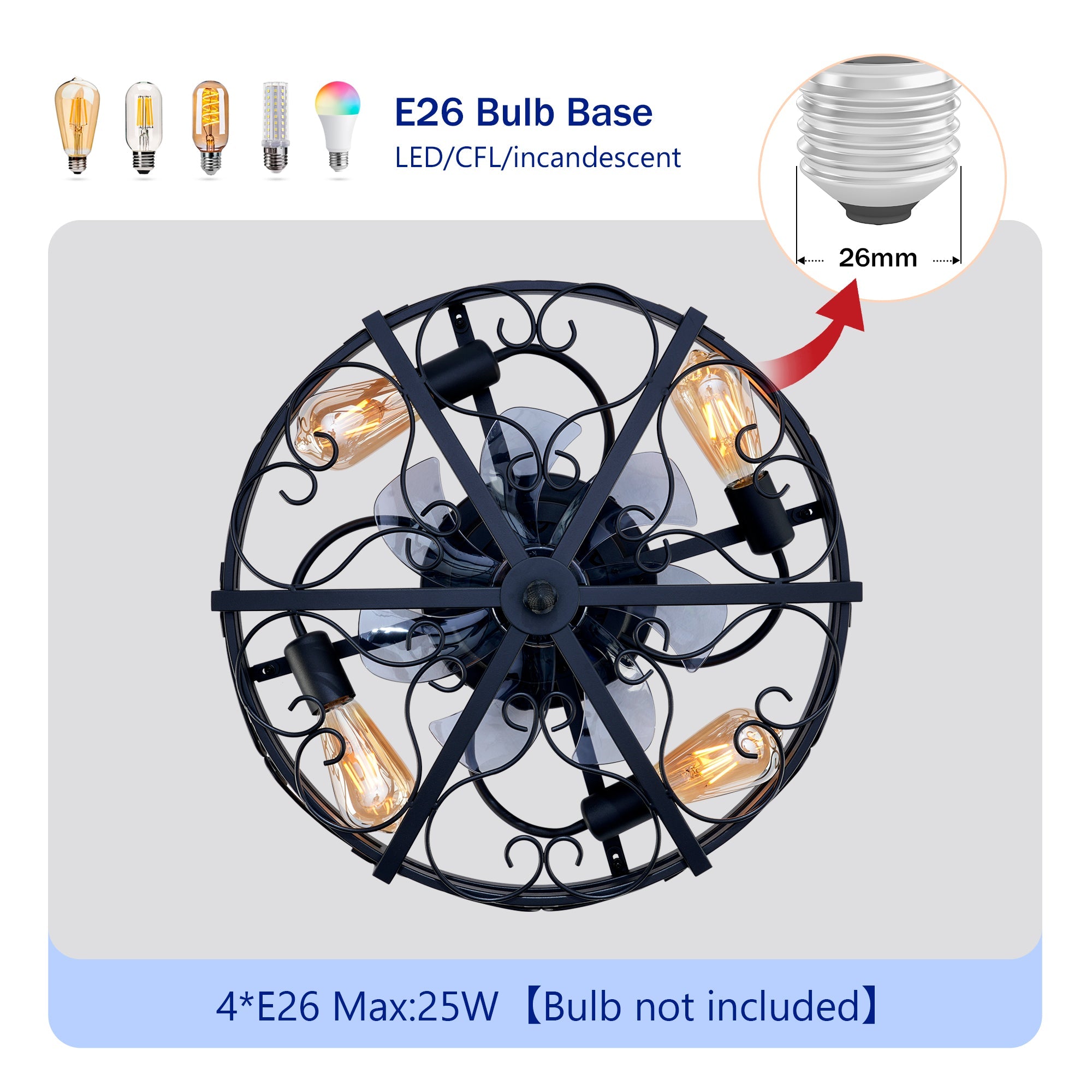20" Mounting Type Ceiling Fan with Reversible Motor and Remote Control by HouseOfZazla