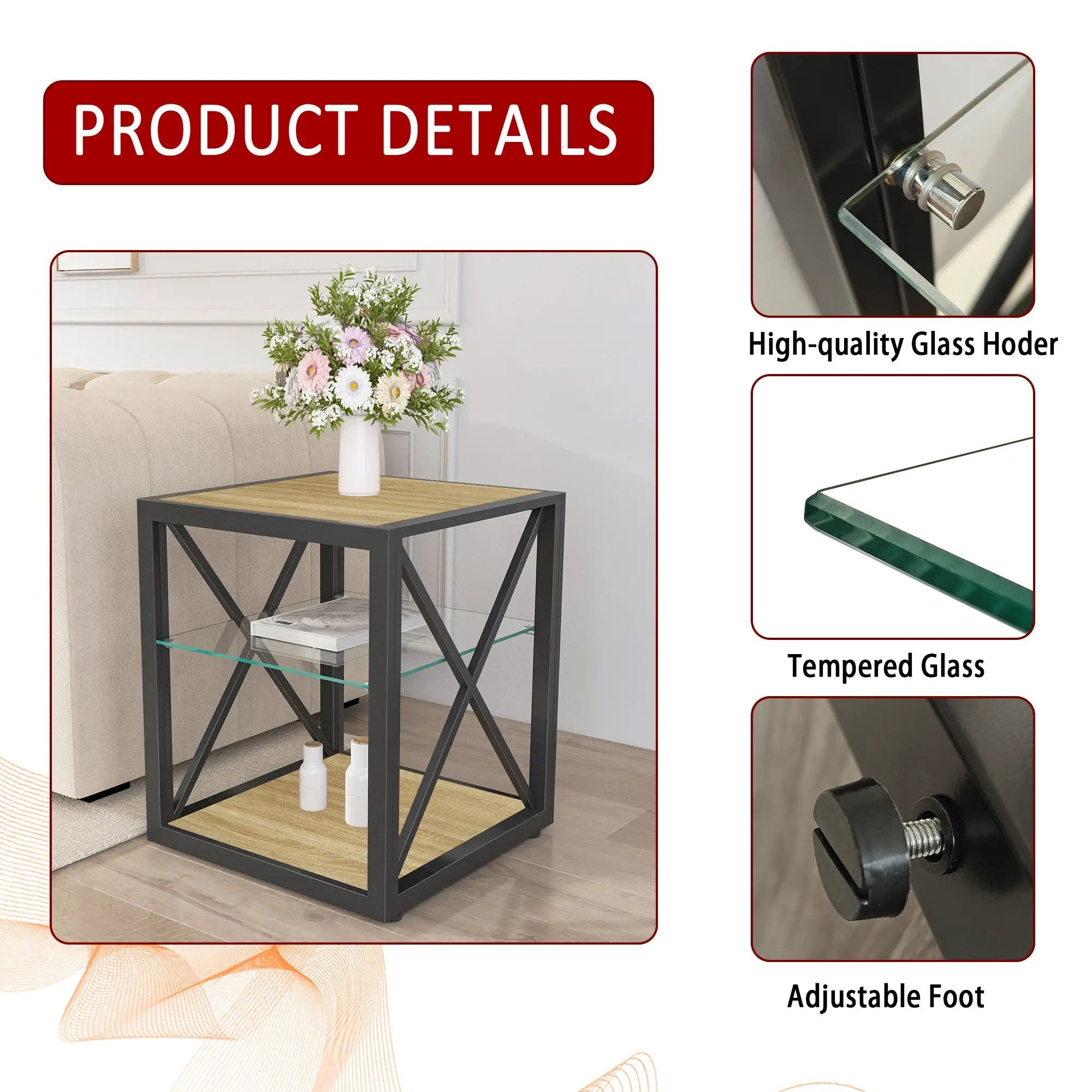 1 Piece Modern End Table Nightstand for Bedroom & Living Room by HouseOfZazla