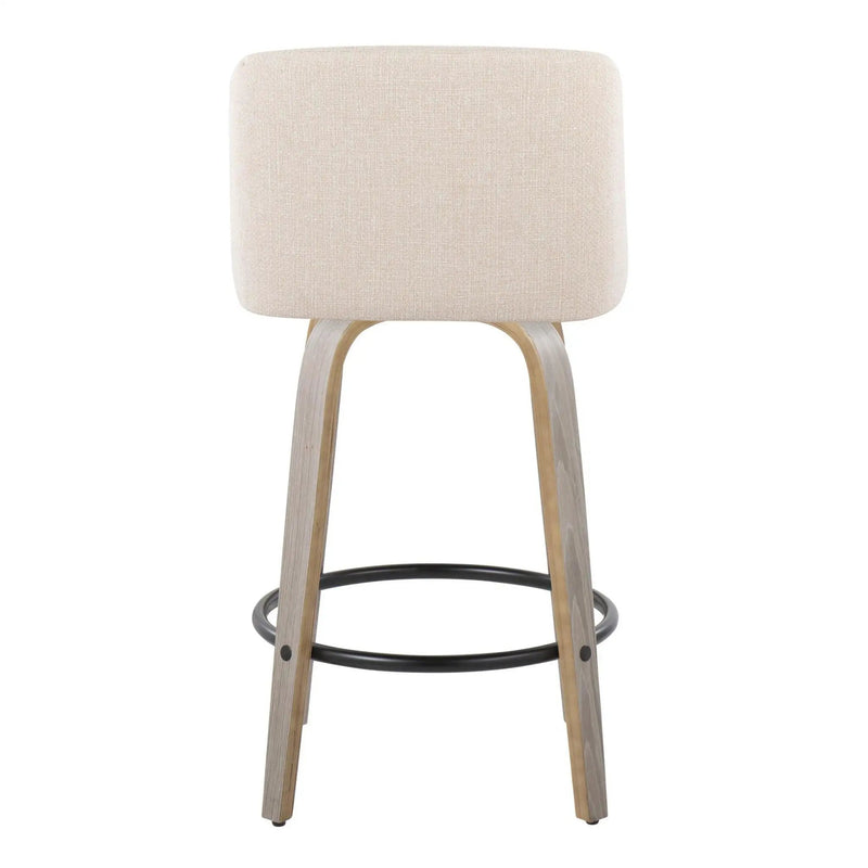 Toriano - Contemporary Fixed Height Counter Stool With Swivel & Round Footrest (Set of 2) by HouseOfZazla