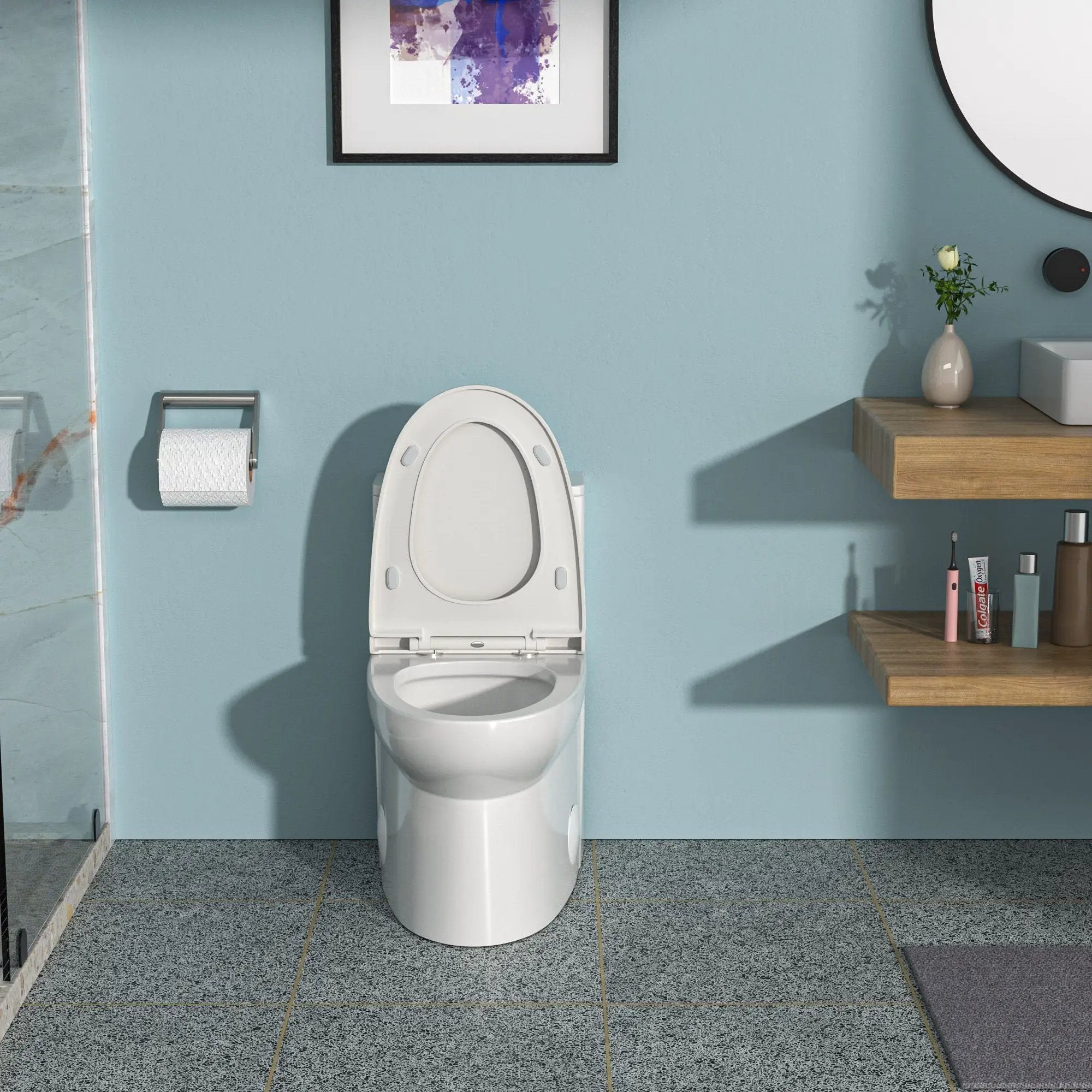 Modern 1 Piece Toilet With Dual Flush And Soft Closing Seat - White by HouseOfZazla