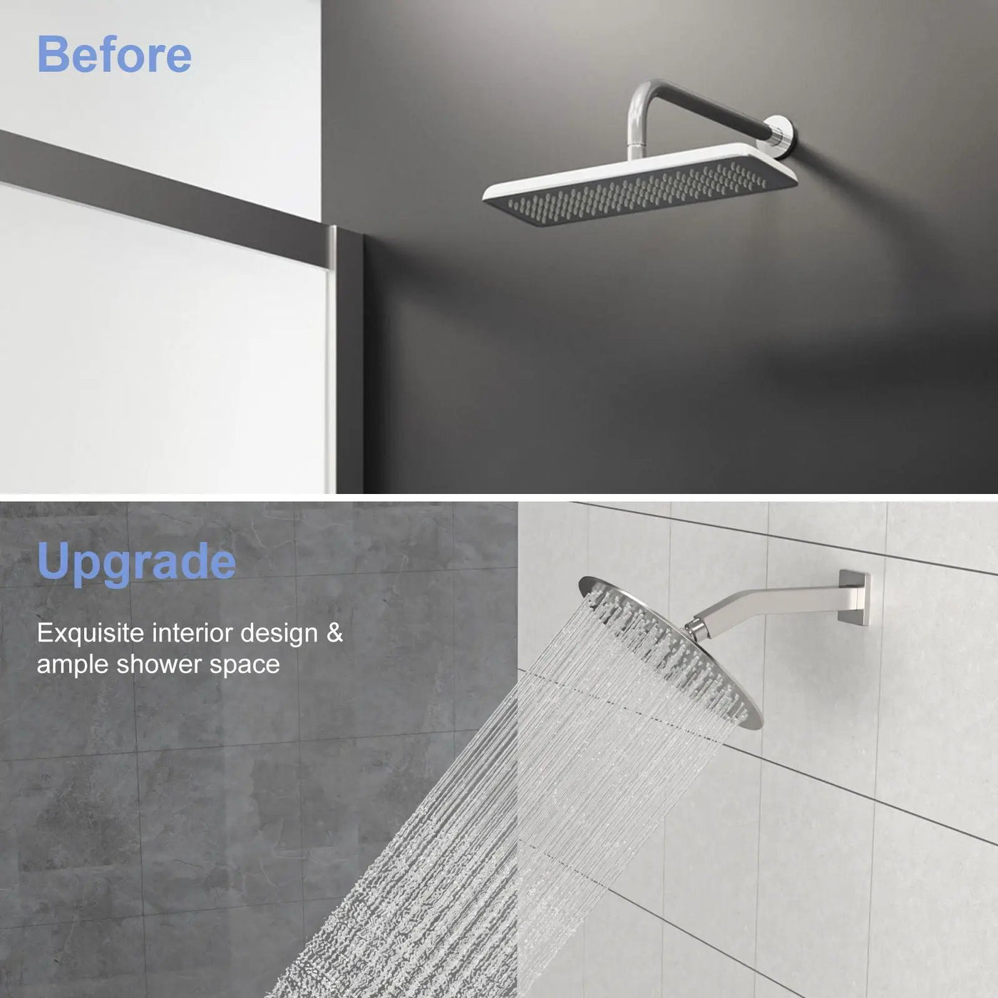 Elegant 6" Shower Arm With Flange, Stainless Steel Construction For Rain Shower Heads by HouseOfZazla