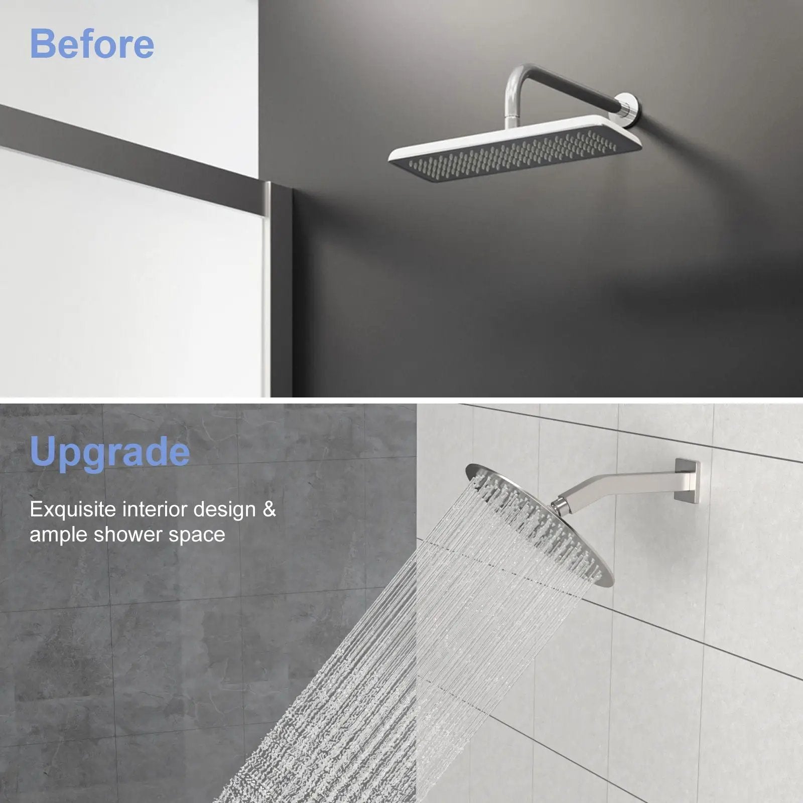 Elegant 6" Shower Arm With Flange, Stainless Steel Construction For Rain Shower Heads by HouseOfZazla
