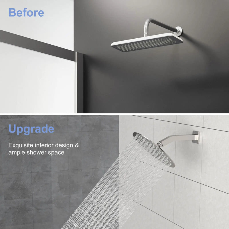 Elegant 6" Shower Arm With Flange, Stainless Steel Construction For Rain Shower Heads by HouseOfZazla