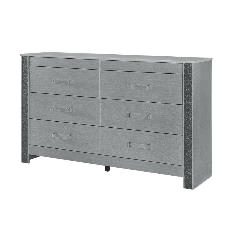 Lorenzo - Dresser With Hidden Jewelry Compartment And Bar Handles In - Silver by HouseOfZazla