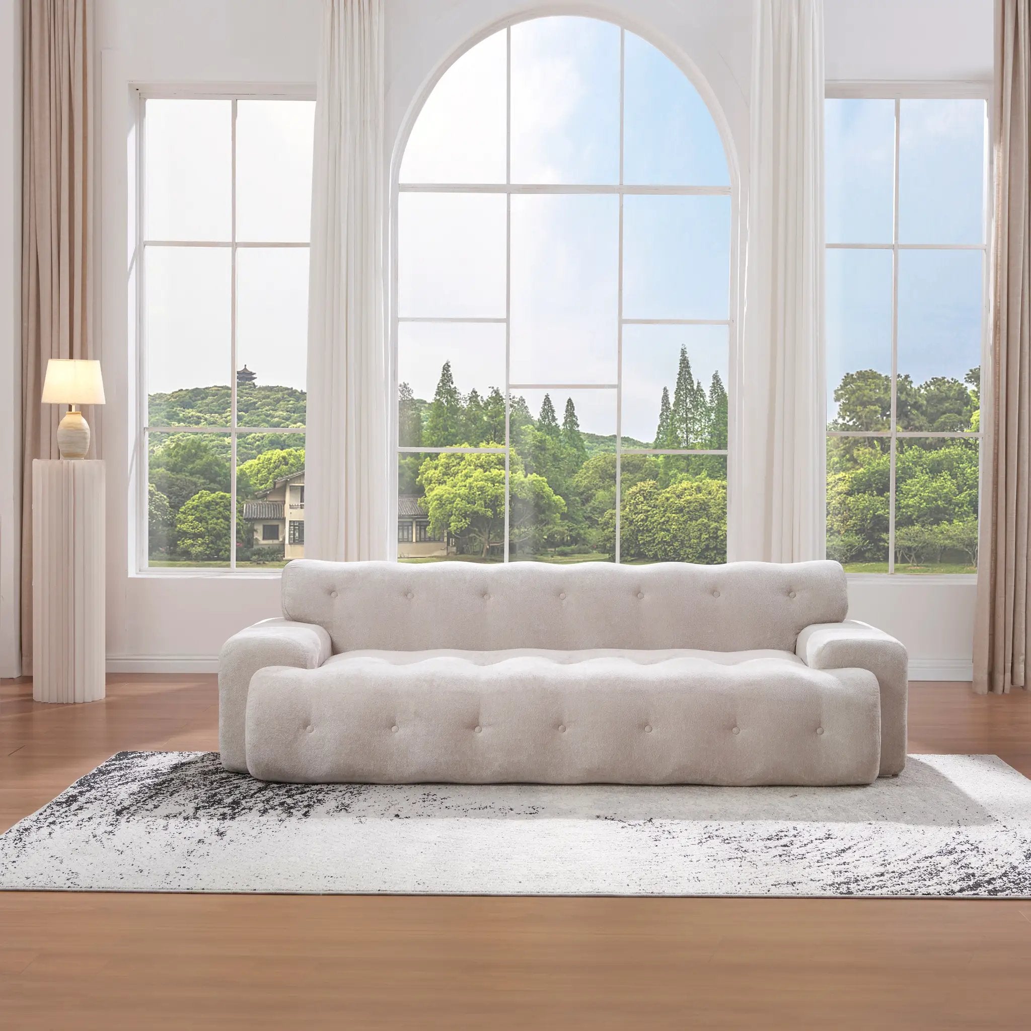 88 in. Cloud 3 Seater Chenille Sofa with Button Tufted Upholstered Couch by HouseOfZazla