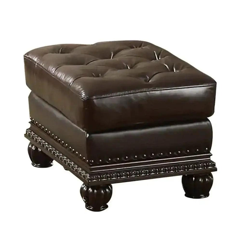 Anondale - Ottoman - Espresso Top Grain Leather Match & Cherry by Unique Piece Furniture