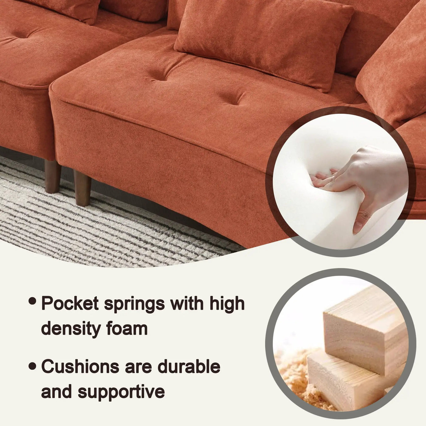 Comfortable Deep Seated Sofa With Pillows by Unique Piece Furniture