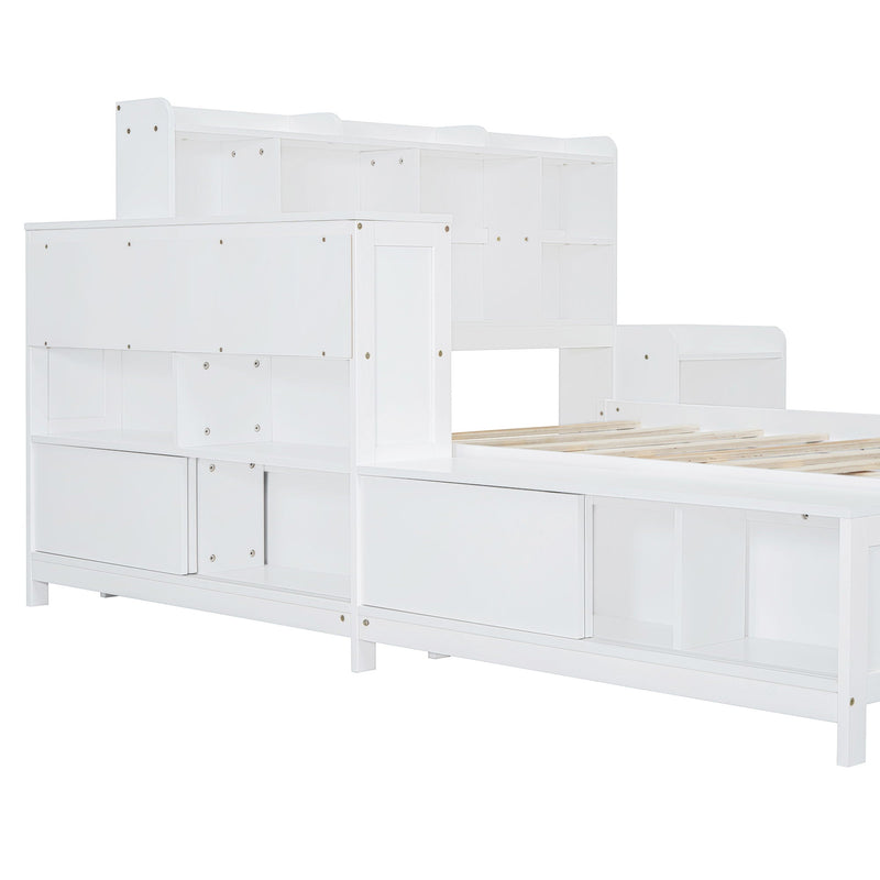 Platform Bed With Multi Functional Storage Space, Nightstand, 2 Drawers, USB Ports And Desk by HouseOfZazla