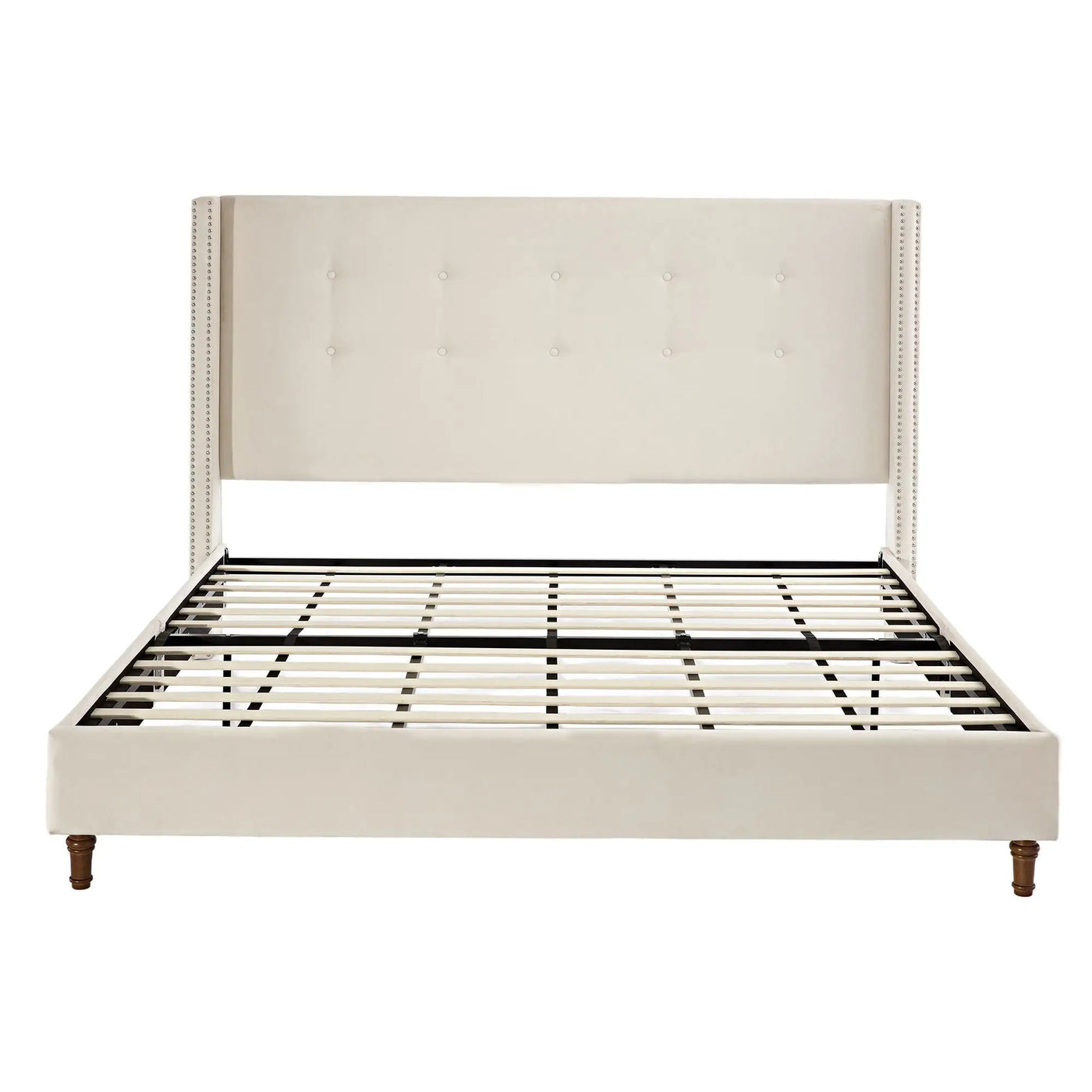 Peyton - Upholstered Bed With 54" High Headboard, Traditional Hand Buttoned Tufting by HouseOfZazla