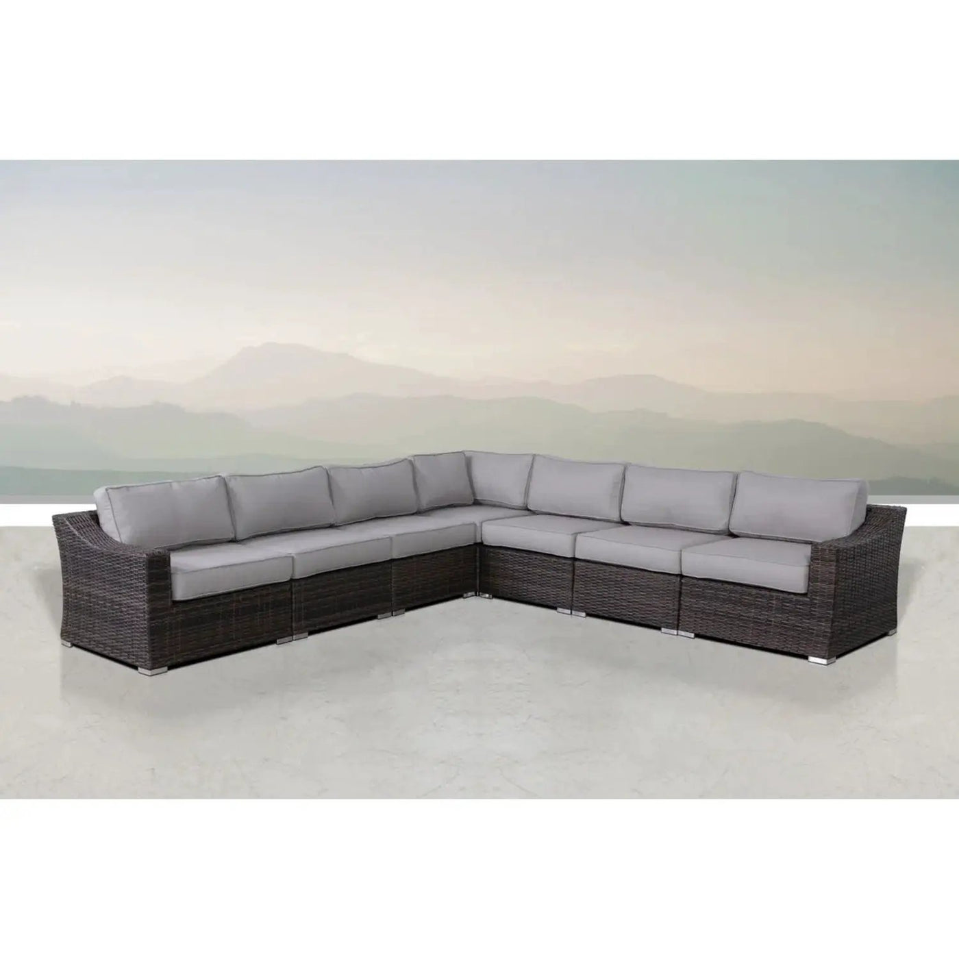 Contemporary Outdoor Rattan Wicker Sectional Seating Group With Cushions by Unique Piece Furniture