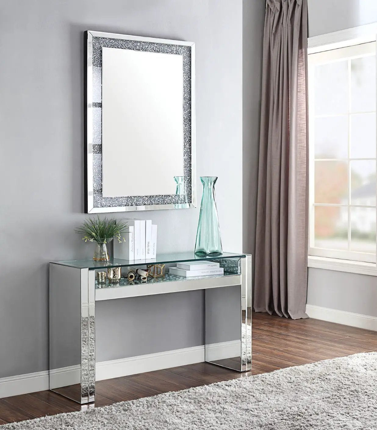 Nysa - Sofa Table - Mirrored & Faux Crystals by Unique Piece Furniture