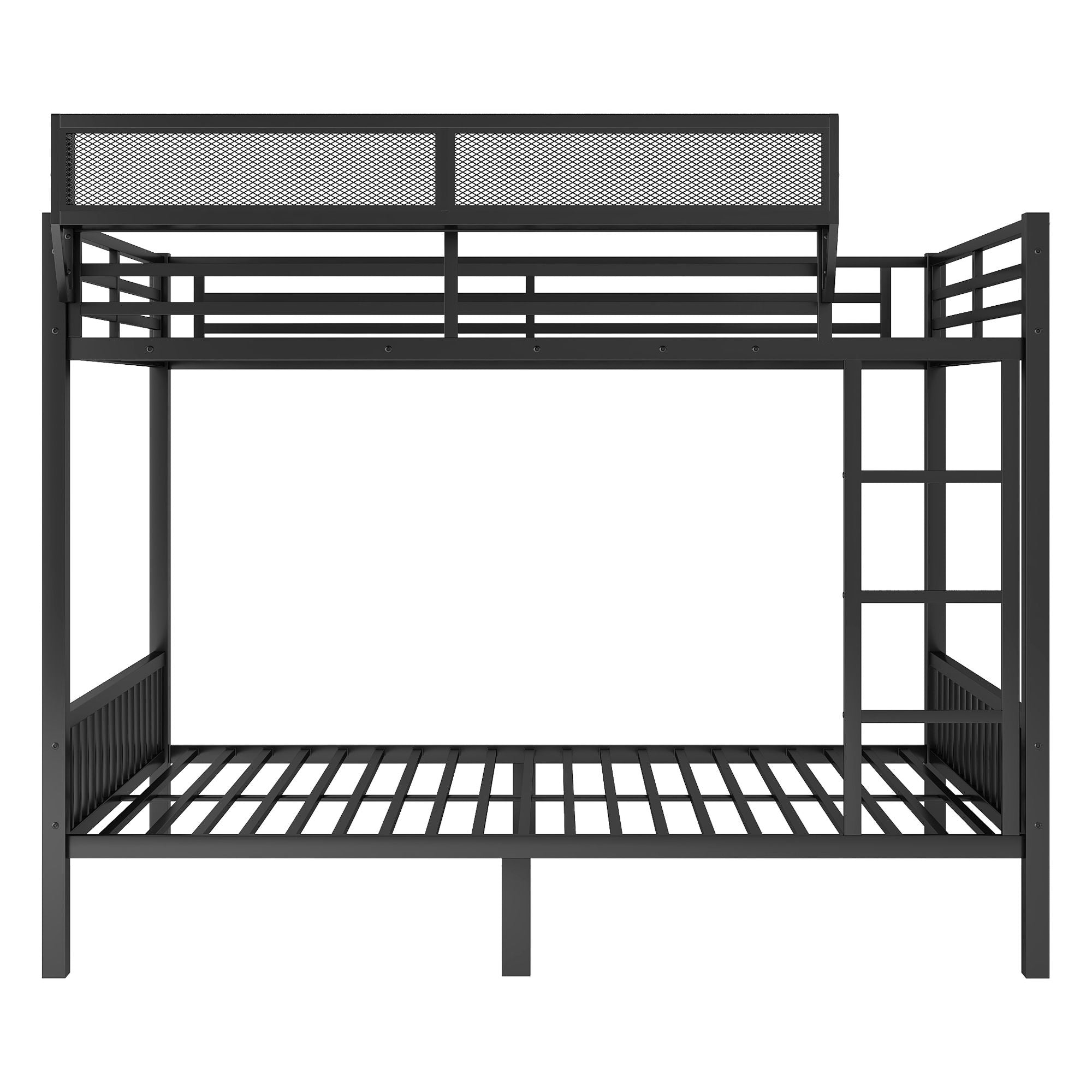 Queen Over Queen Bunk Bed With Ladder And Storage Shelf - Black by HouseOfZazla