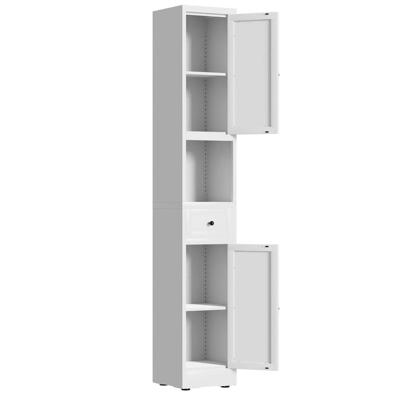 Tall Narrow Bathroom Cabinet With 5-Tier Storage, Adjustable Shelves, Freestanding - White by HouseOfZazla