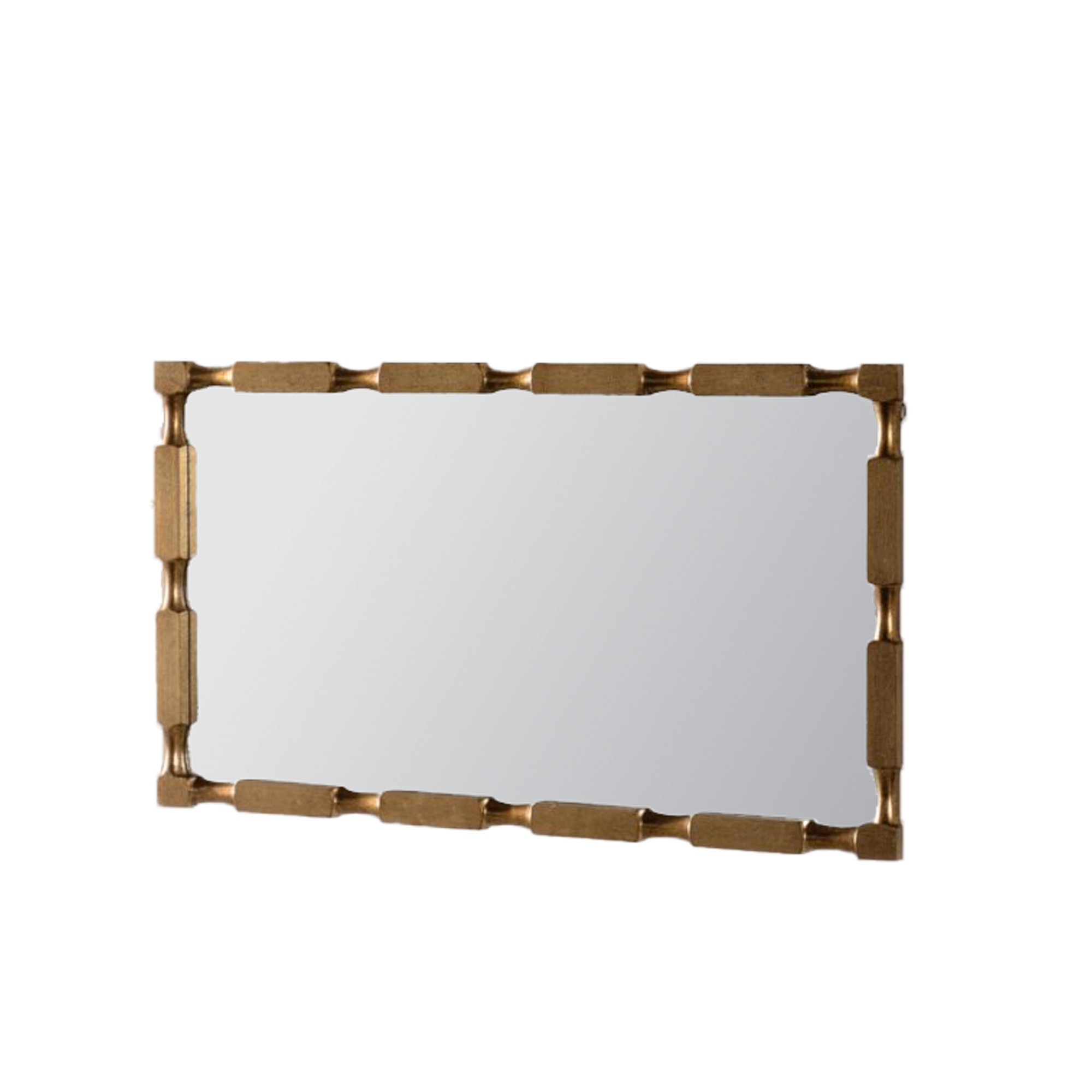 Gold Bamboo-Style Rectangular Wall Mirror, Textured Frame for Living Room/Bedroom/Entryway by HouseOfZazla