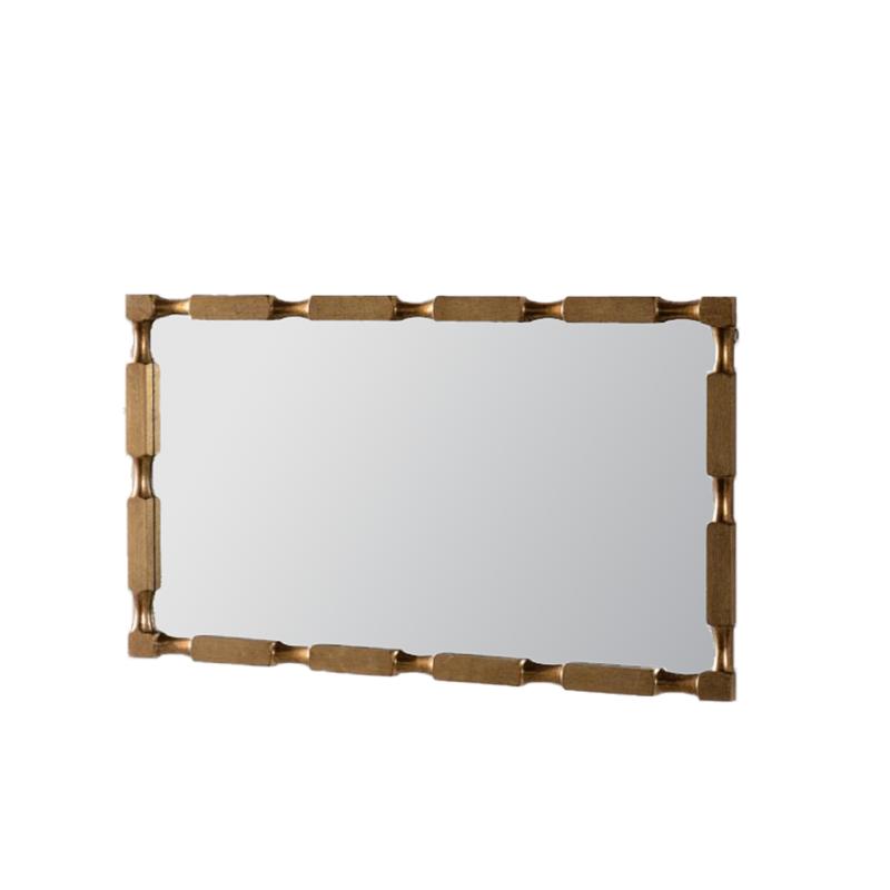 Gold Bamboo-Style Rectangular Wall Mirror, Textured Frame for Living Room/Bedroom/Entryway by HouseOfZazla