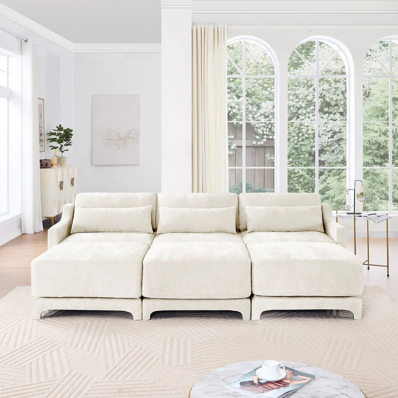 Stylish Sofa With Ottoman And Lumbar Pillows, Ergonomic Design by Unique Piece Furniture