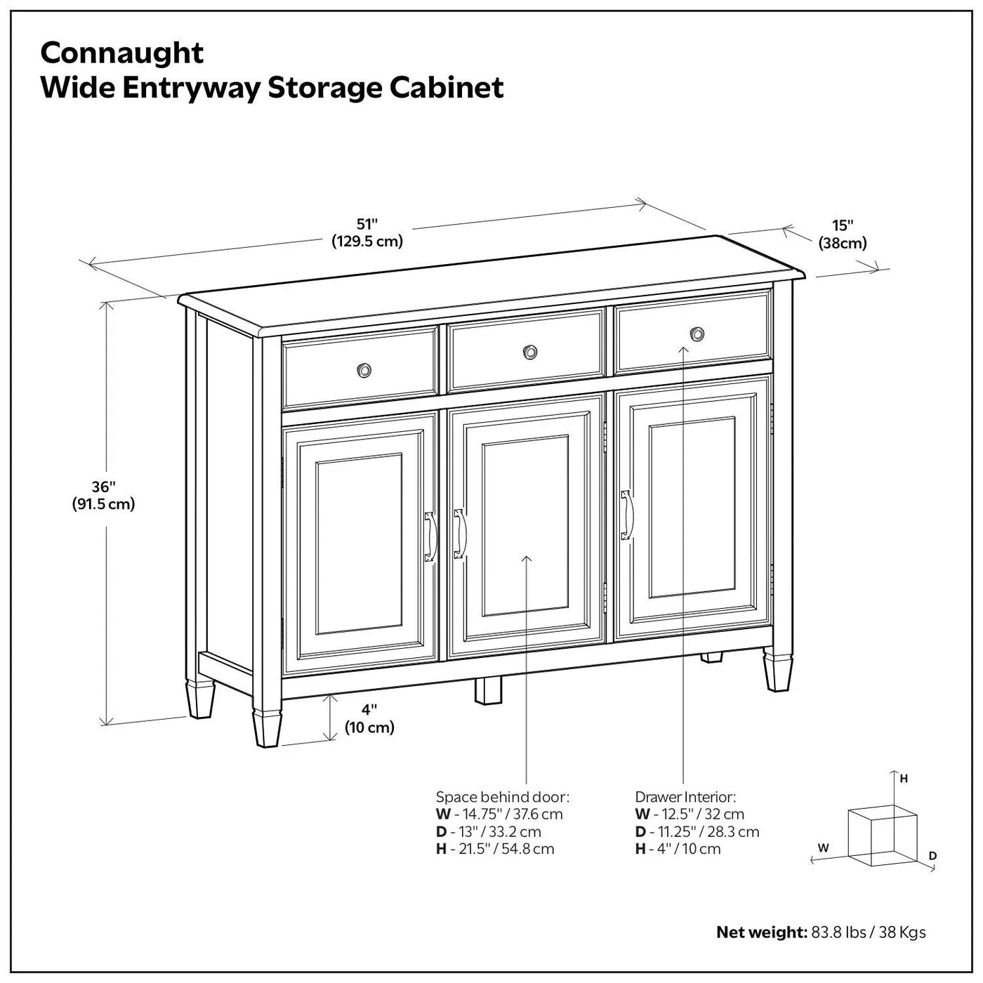 Connaught - Wide Entryway Storage Cabinet by HouseOfZazla