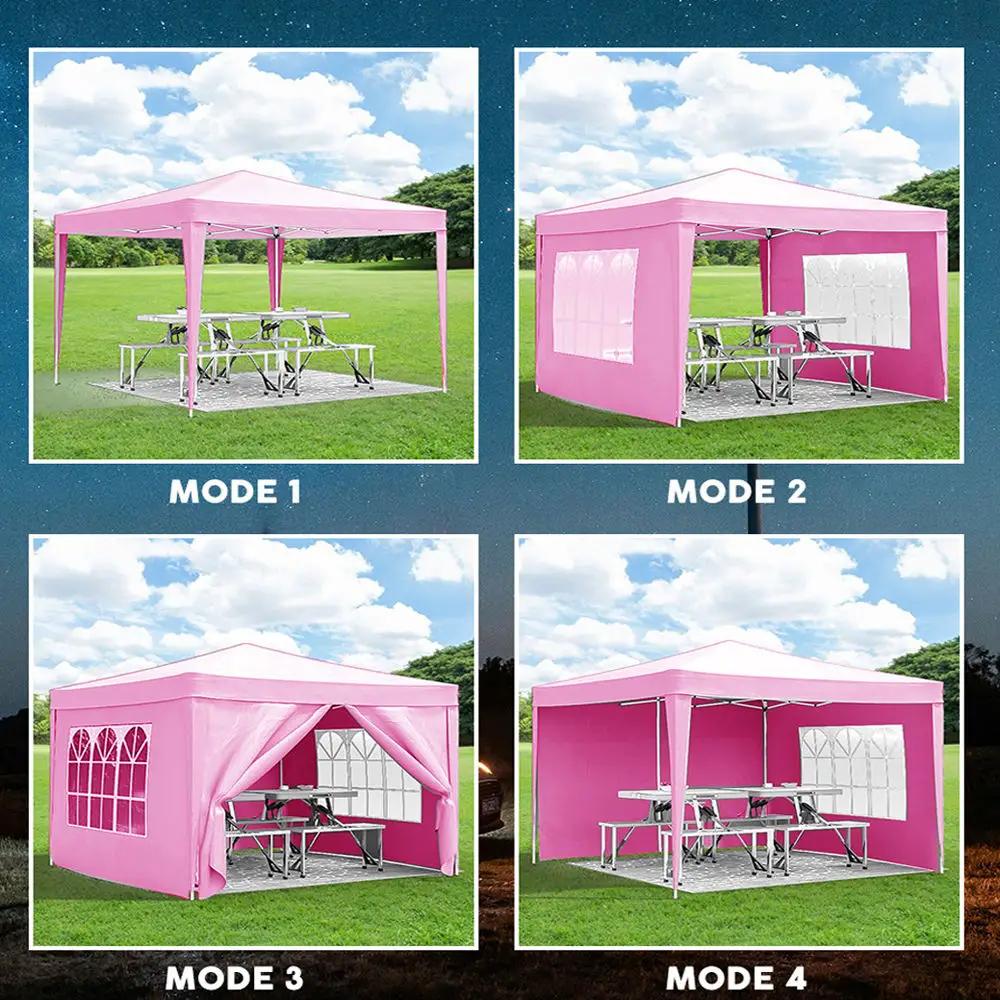 10'X10' Folding Canopy With 4 Removable Sidewalls Outdoor Event Shelter UPF 50+ Gazebo Portable Tents For Parties Beach Camping Wedding Ez Pop Up Canopy 4 Pieces Weight Bag + Carry Bag by Unique Piece Furniture