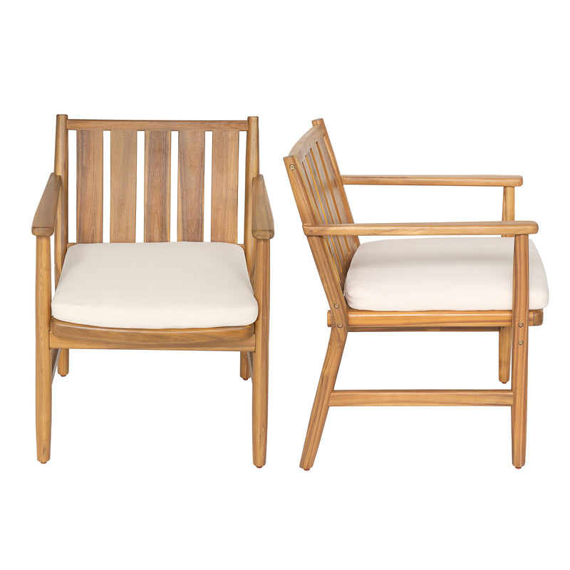 Outdoor Acacia Wood Arm Dining Chairs with Removable Cushions – Brown, photo 7 of 10