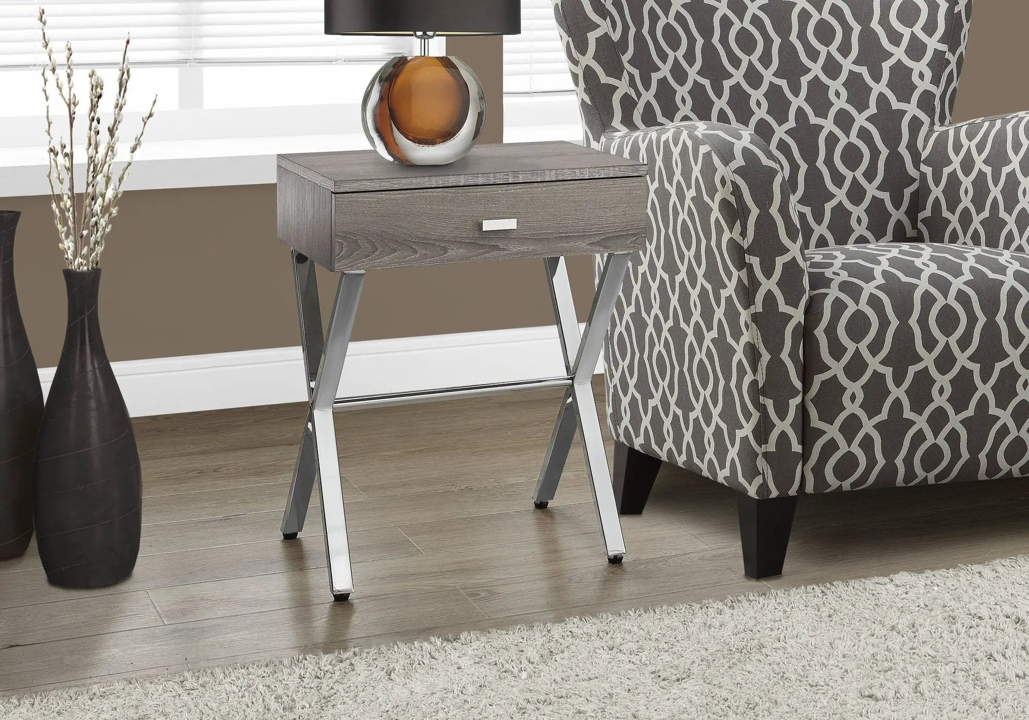 Accent Side X Table, Storage Drawer, Contemporary & Modern by Unique Piece Furniture