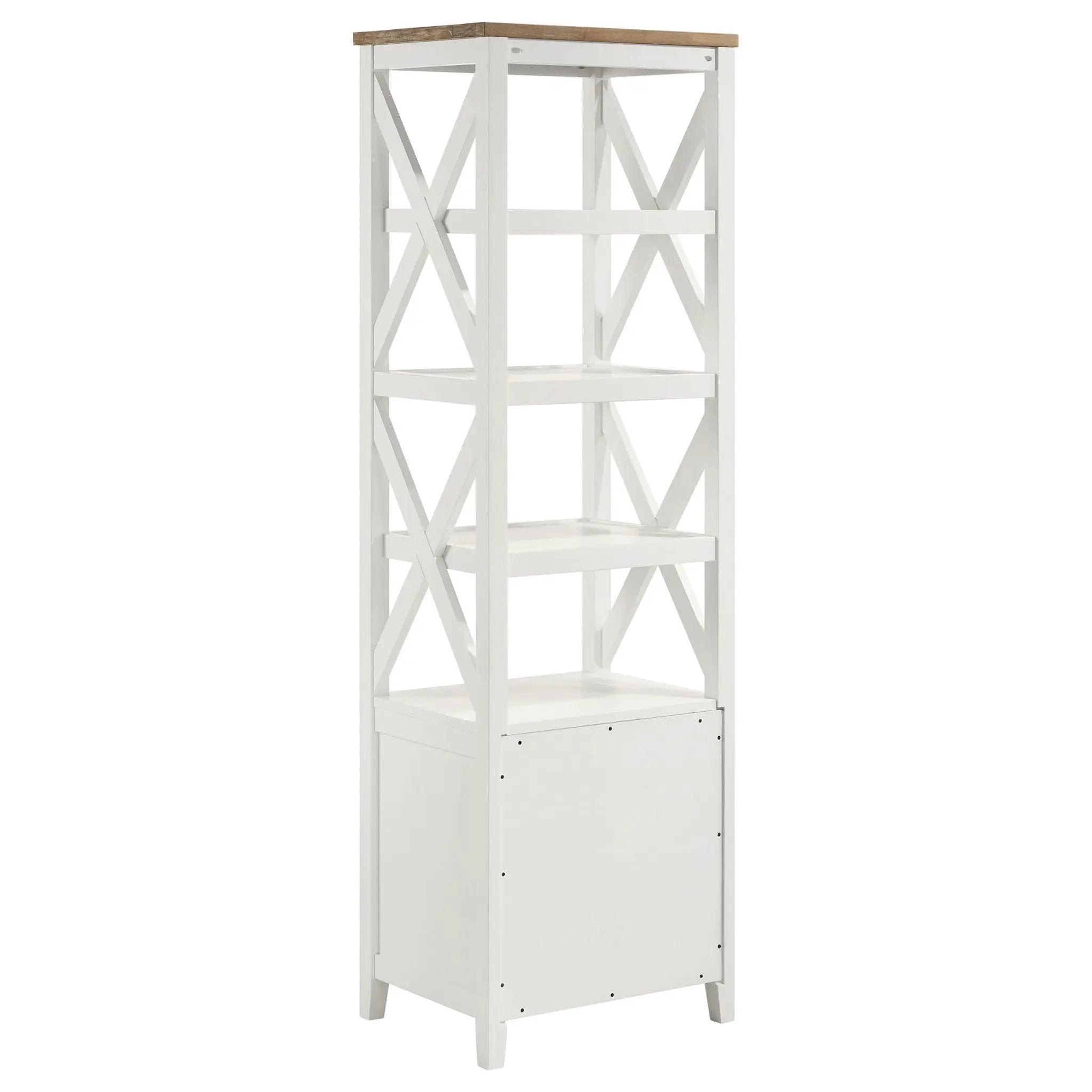 Hollis 4-shelf Wood Media Tower with Drawers Brown and White by Unique Piece Furniture