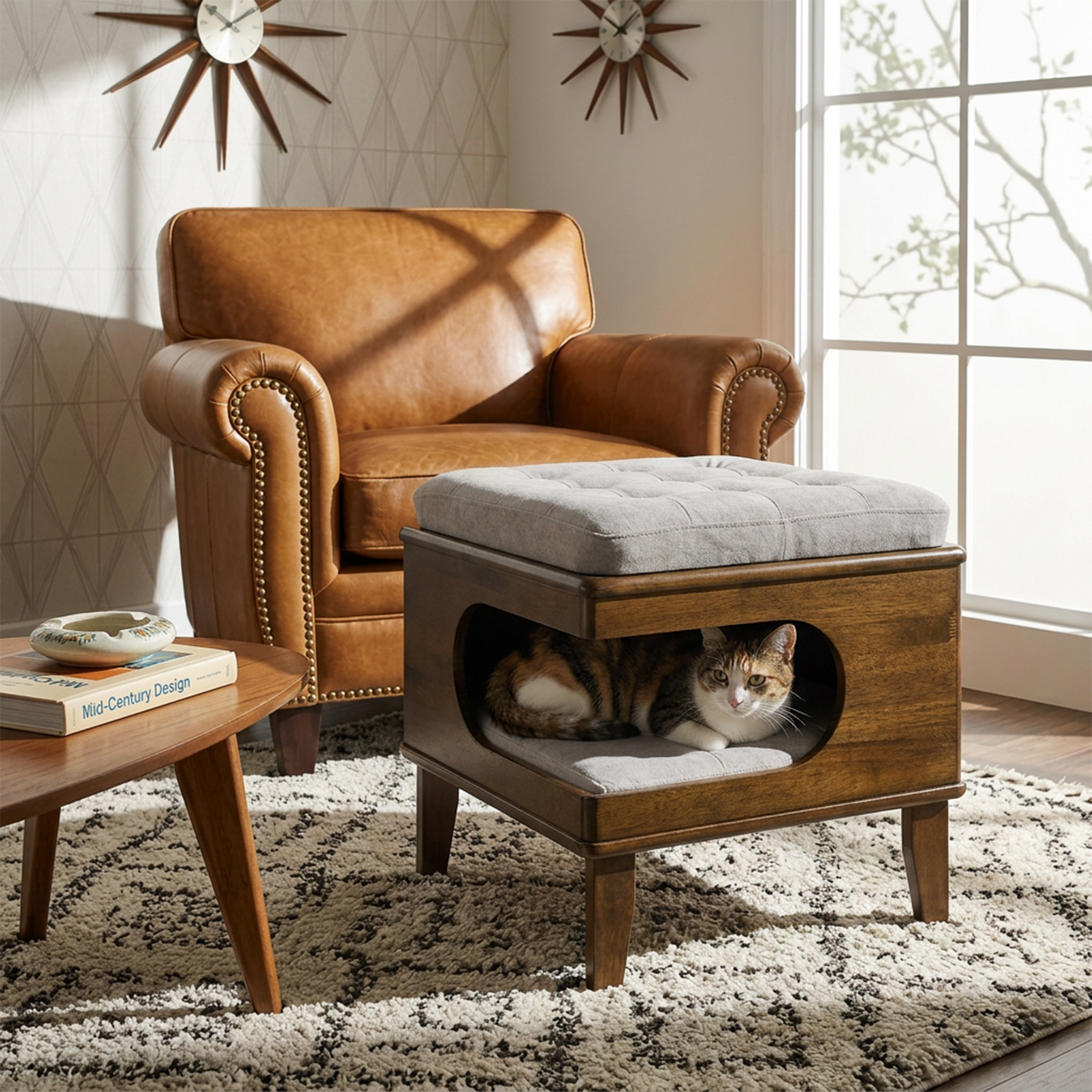 Letitia Rubber Wood Cat Bed Ottoman by HouseOfZazla