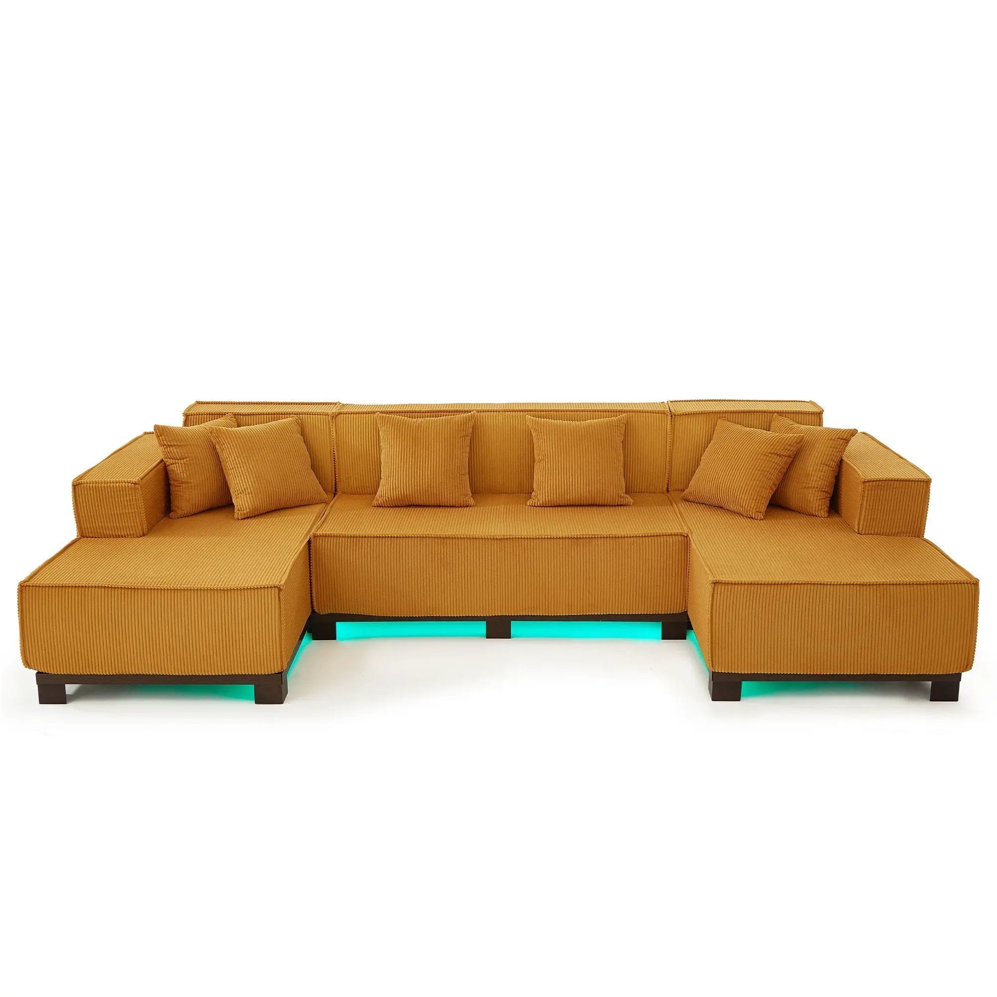 U-Shaped Sectional Sofa With RGB LED Light Strip And 6 Pillows by HouseOfZazla