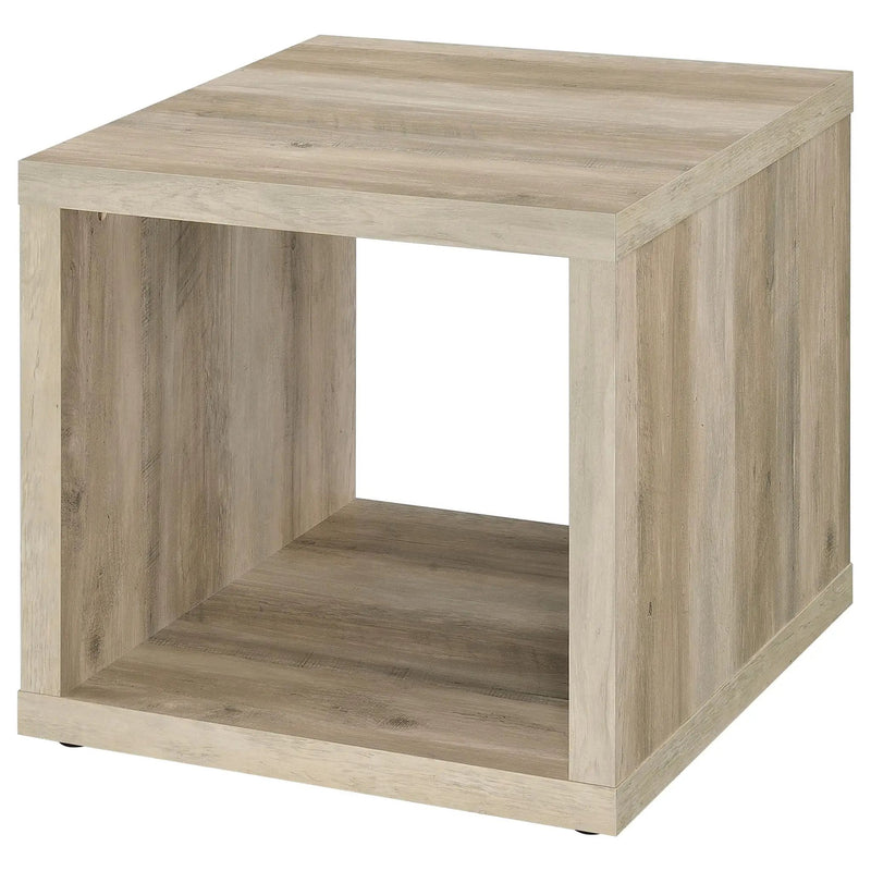 Frisco Square Engineered Wood Side End Table Distressed Pine by Unique Piece Furniture