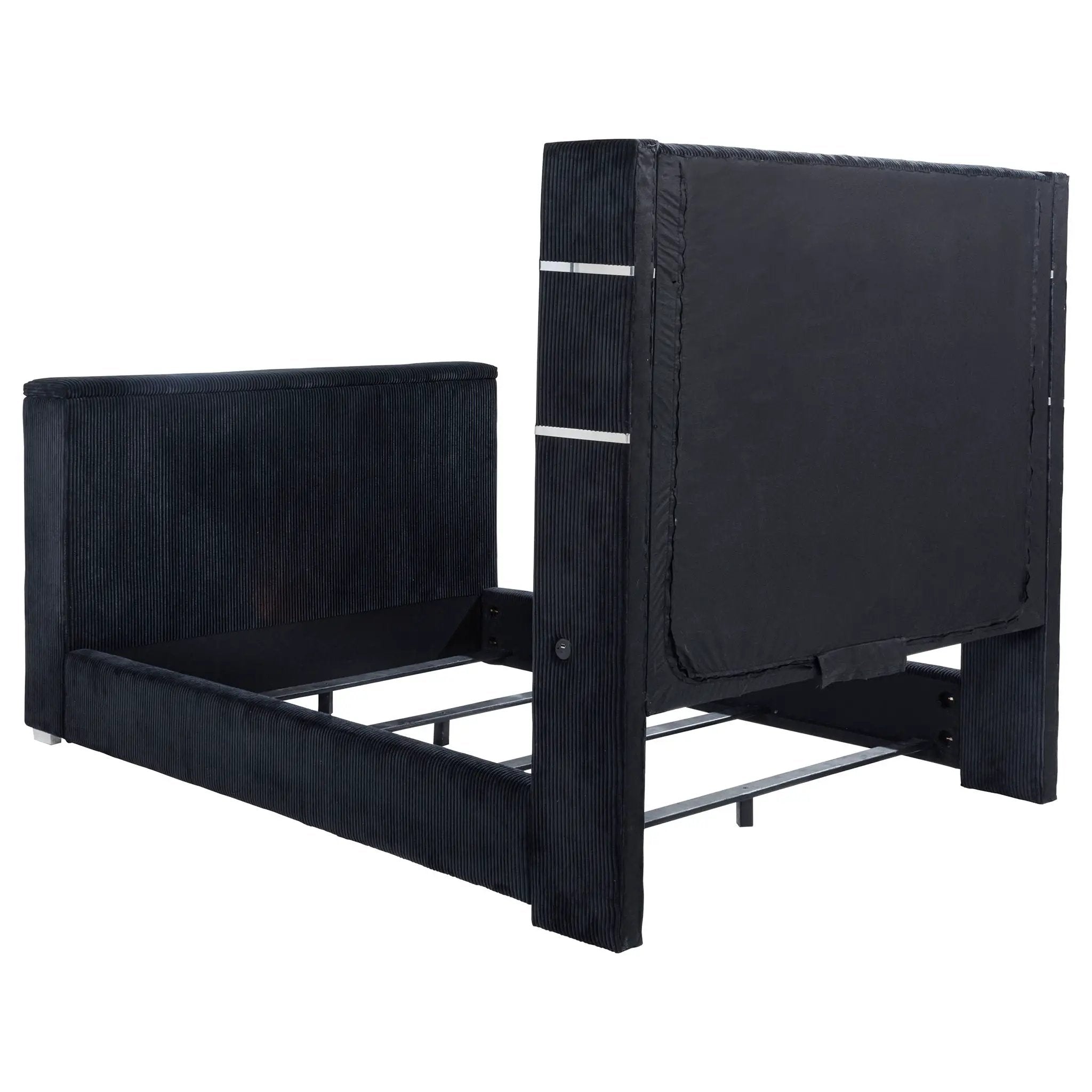 Tisdall Queen Flame Visualizer Wingback TV Bed Black by Unique Piece Furniture
