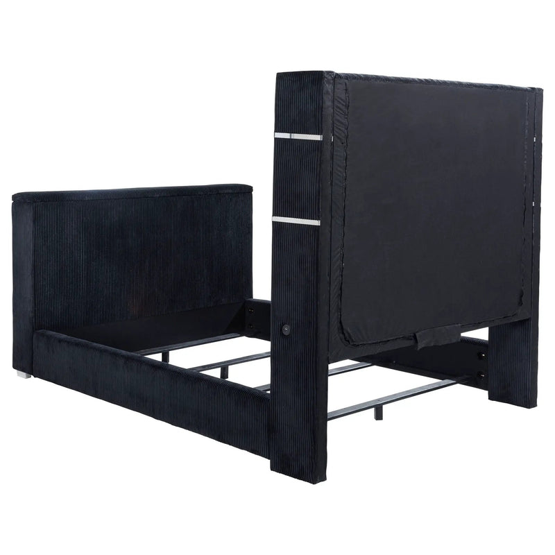 Tisdall Queen Flame Visualizer Wingback TV Bed Black by Unique Piece Furniture